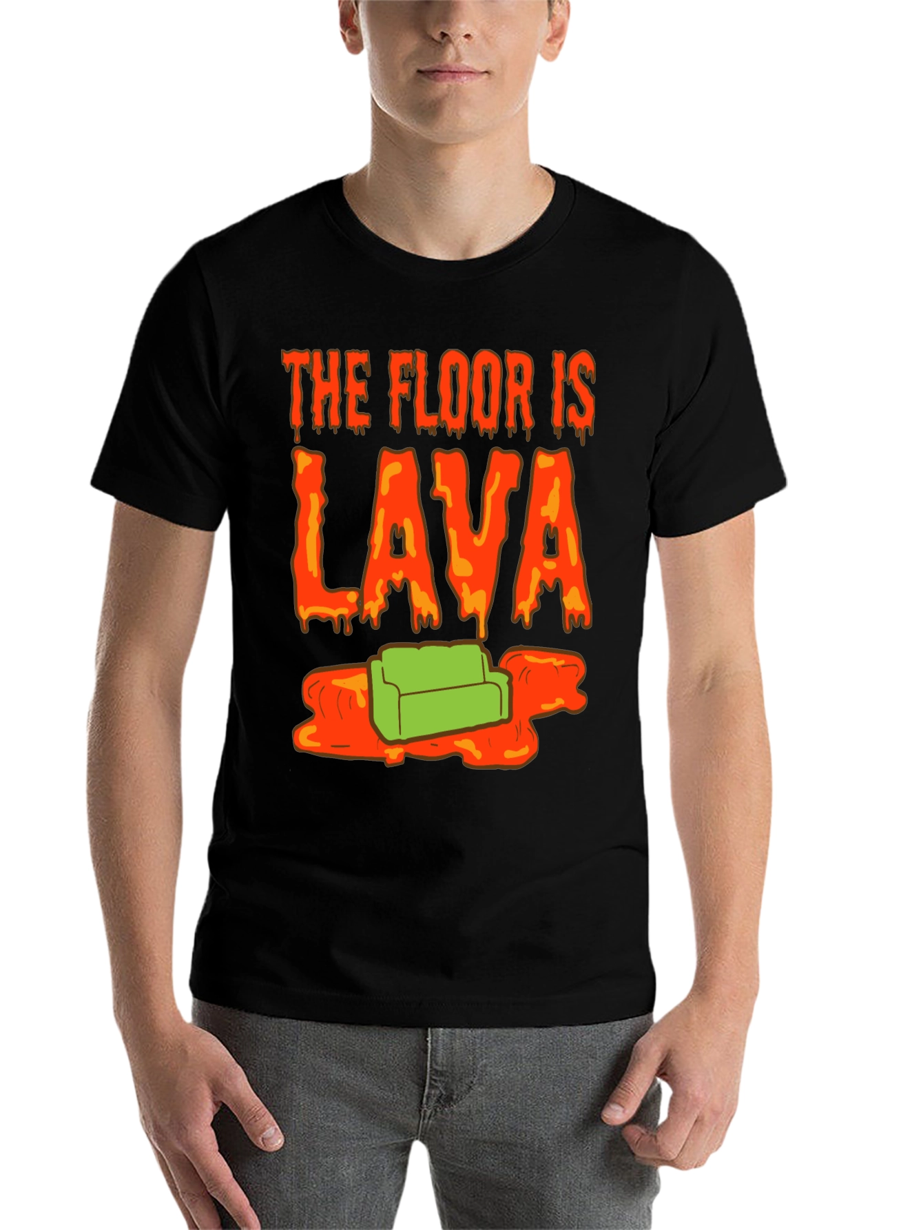 Black The Floor is Lava T-Shirt - Novelty Graphic Tee view 7