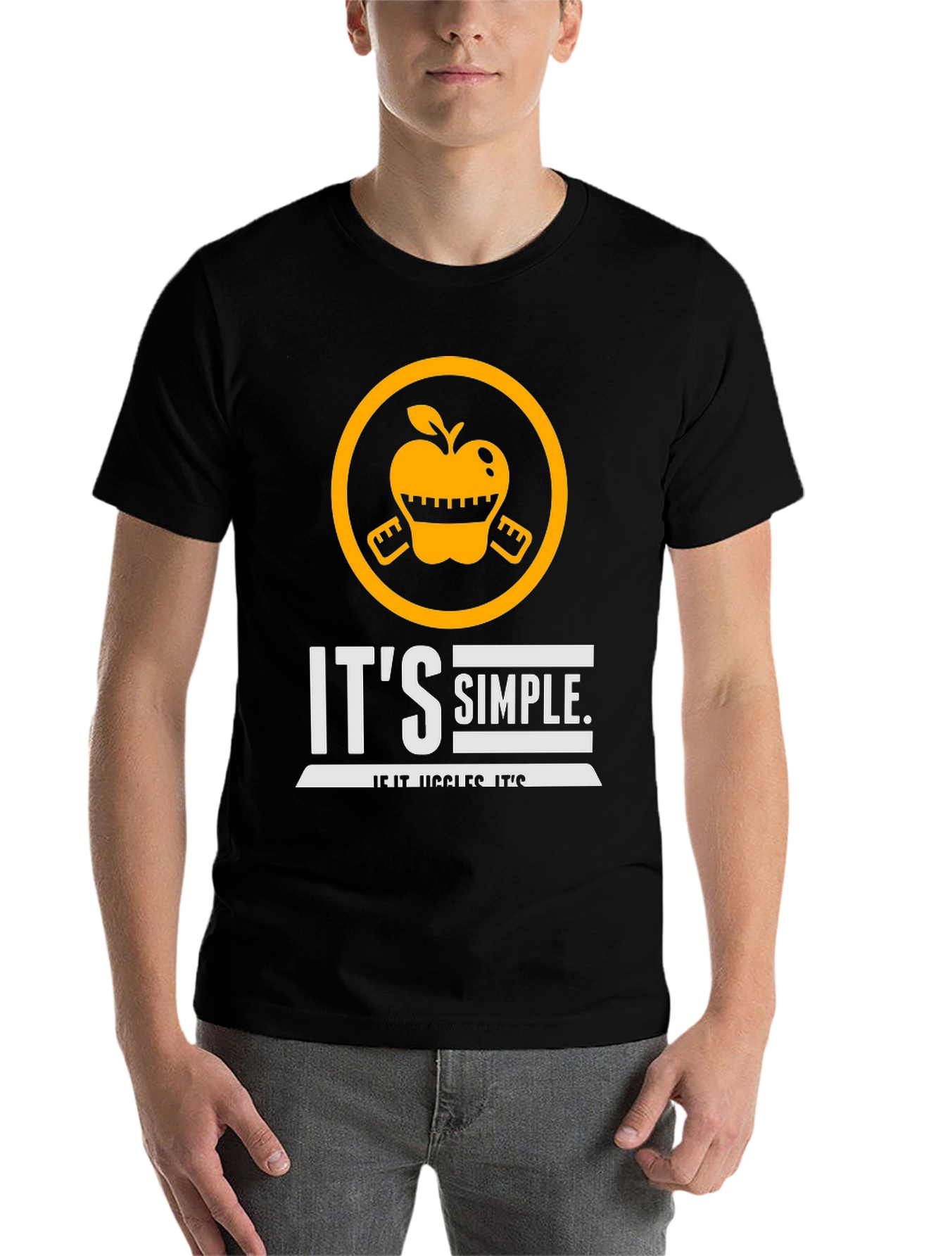 Black It's Simple If It Jiggles It's Fat Funny T-Shirt view 7