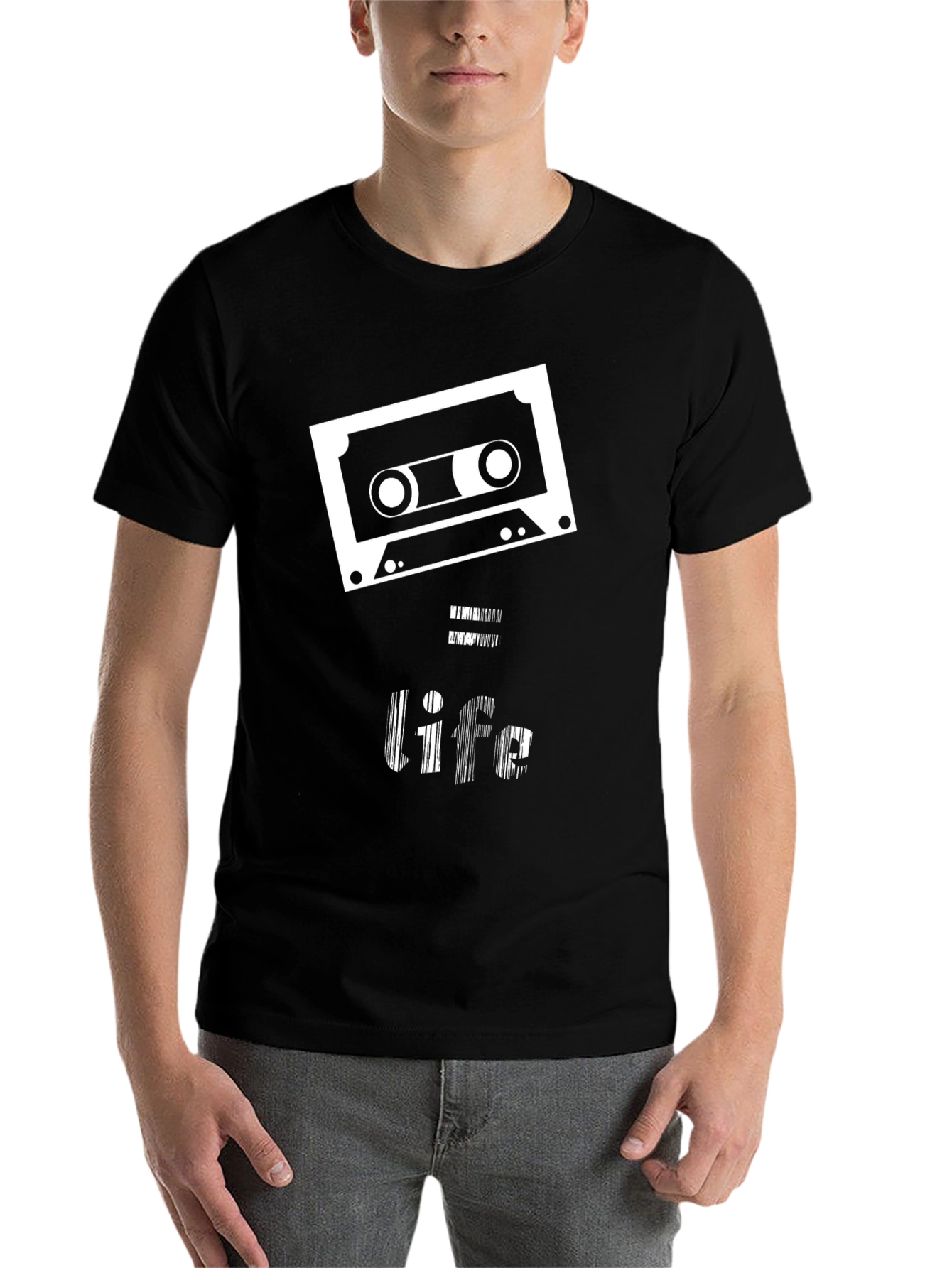 Black Retro Cassette Tape "Life" Graphic Tee view 7