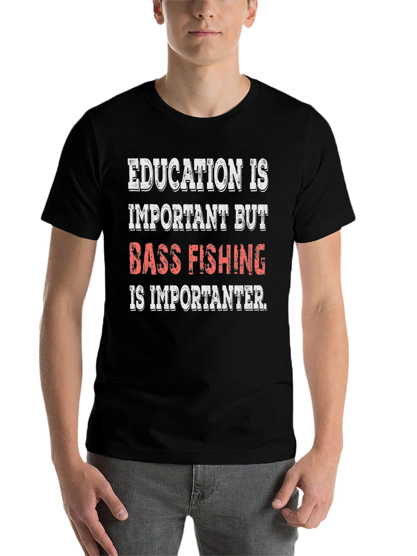 Black Bass Fishing Is Importanter Black T-Shirt view 7