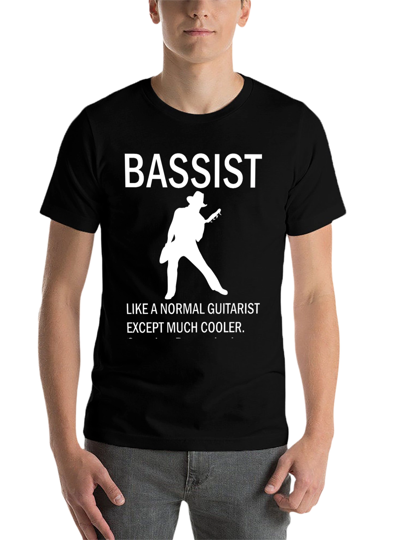 Black Cool Bassist Graphic T-Shirt - Musician Humor Tee view 7