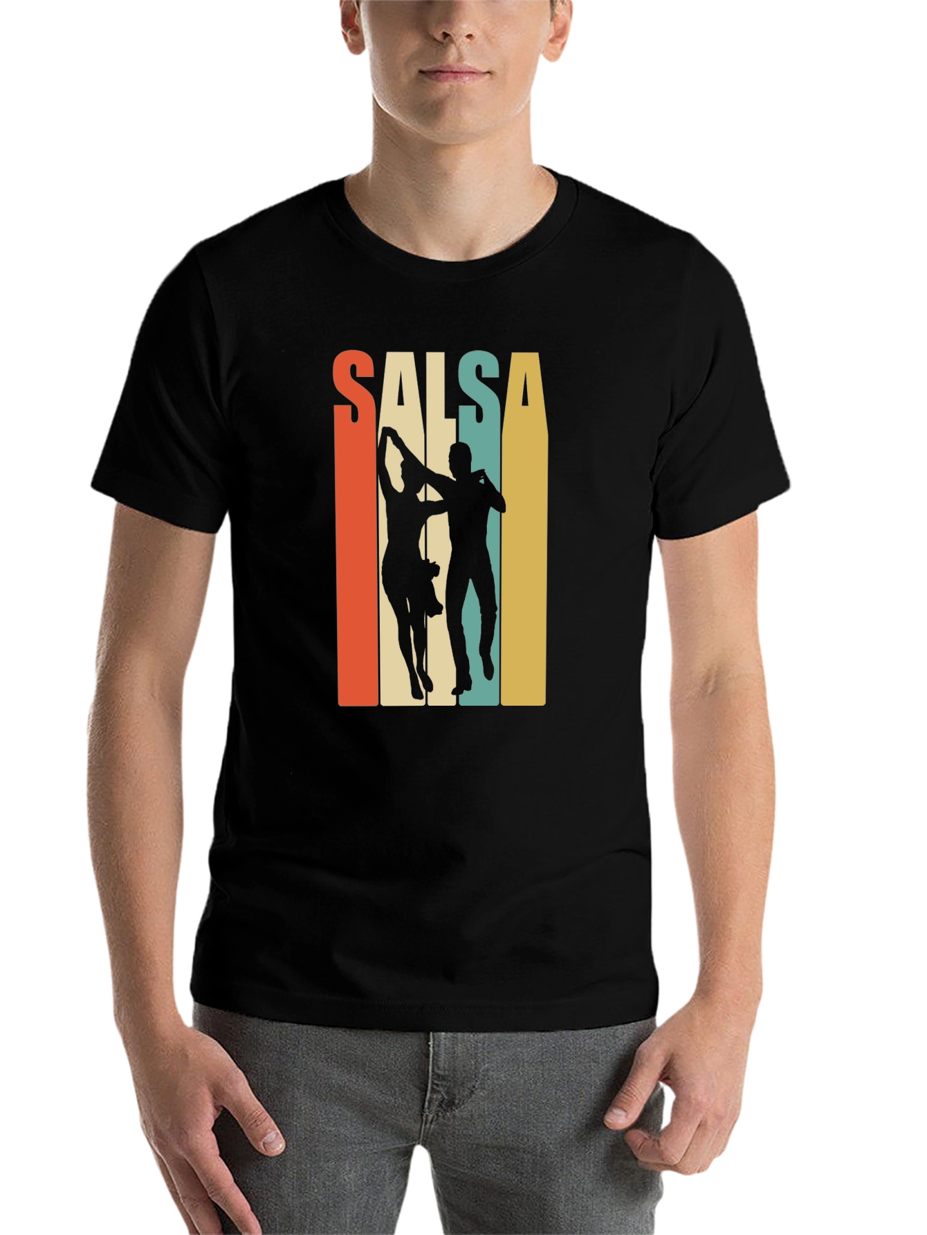 Black Salsa Dance Retro Graphic T-Shirt view 7
