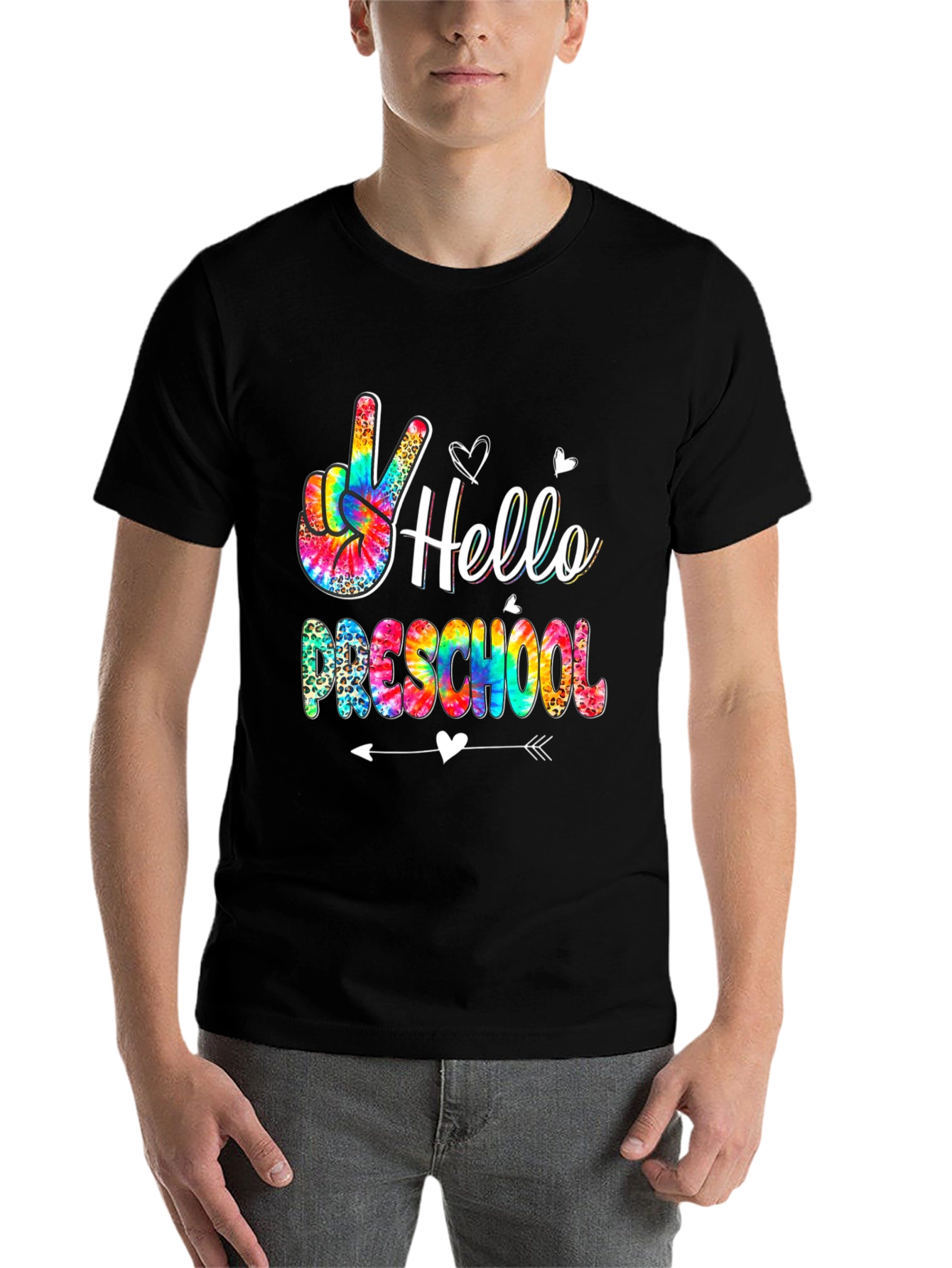 Black Hello Preschool Tie Dye Graphic Tee view 7