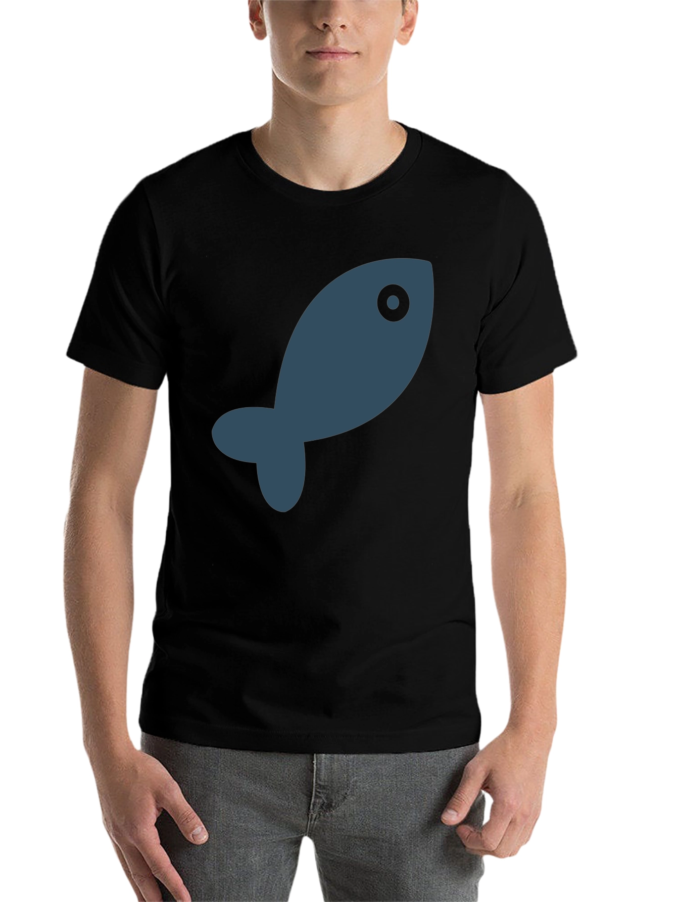Cool Fish Graphic Black T-Shirt - 7