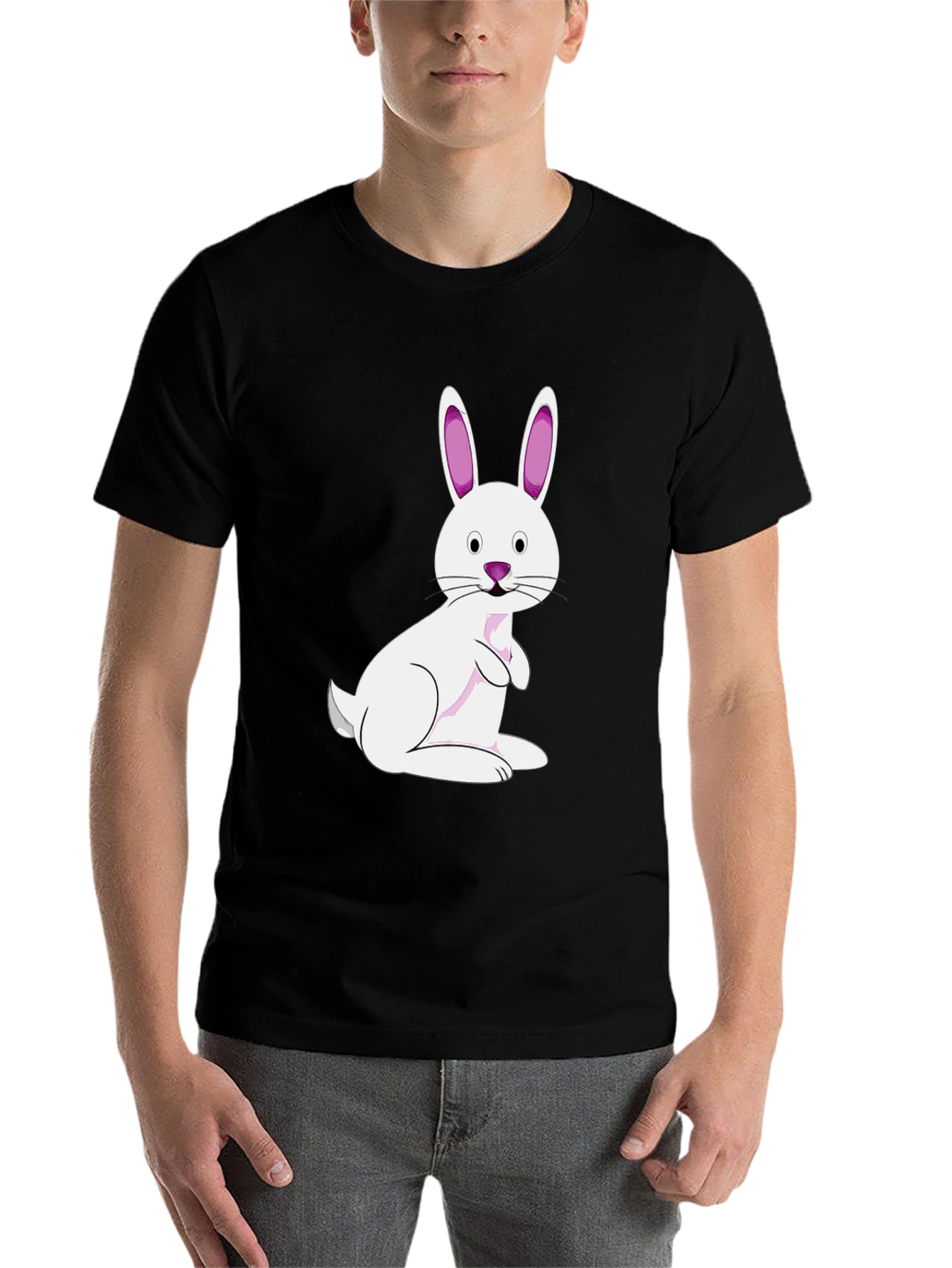 Easter Bunny Graphic Tee - Black Cotton Blend - 7