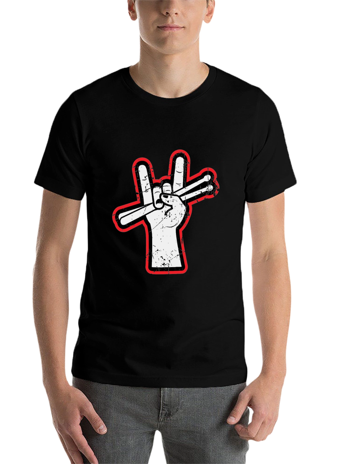 Black Drummer Peace Sign T-Shirt - Rock On! view 7