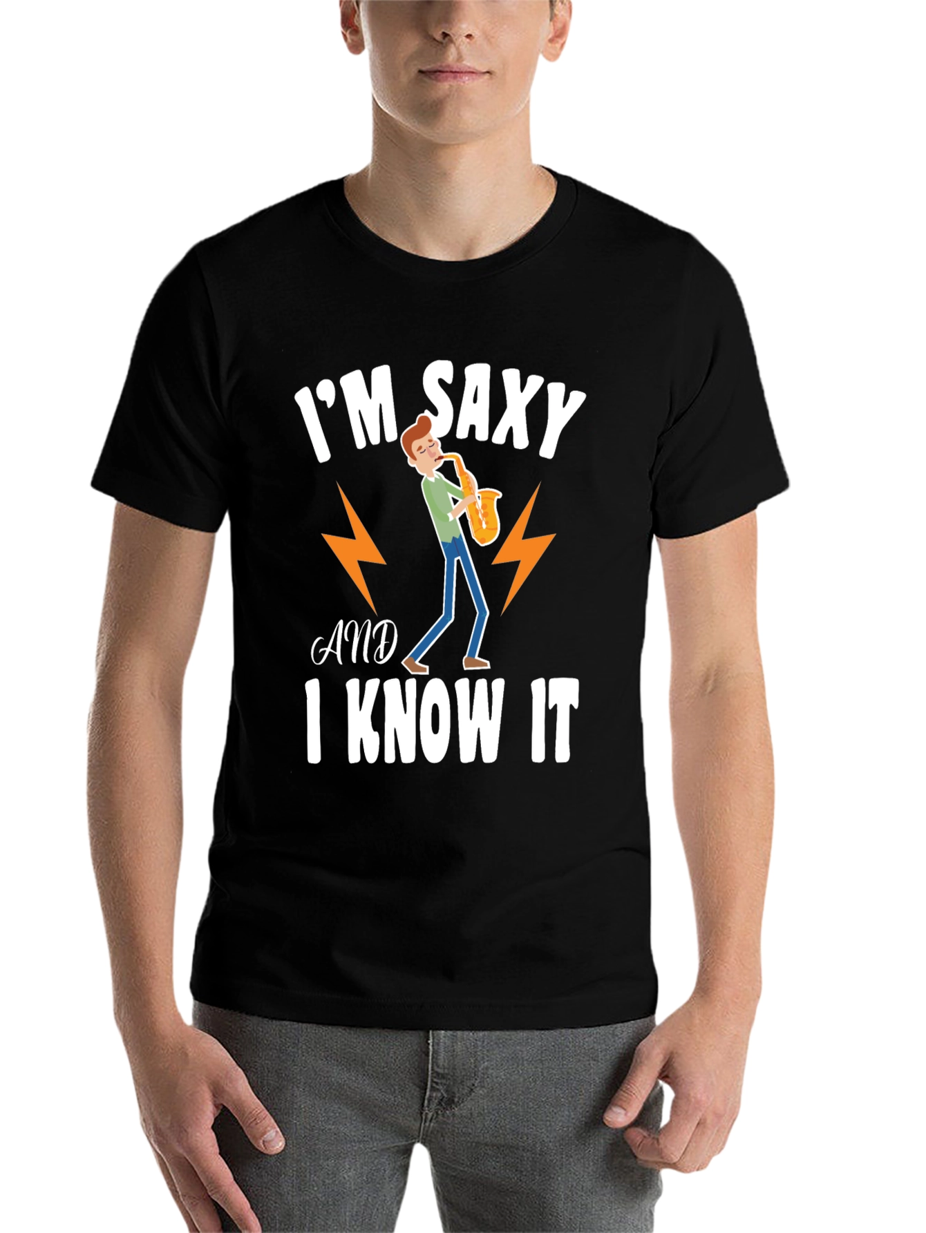 Black I'm Saxy and I Know It Graphic T-Shirt view 7