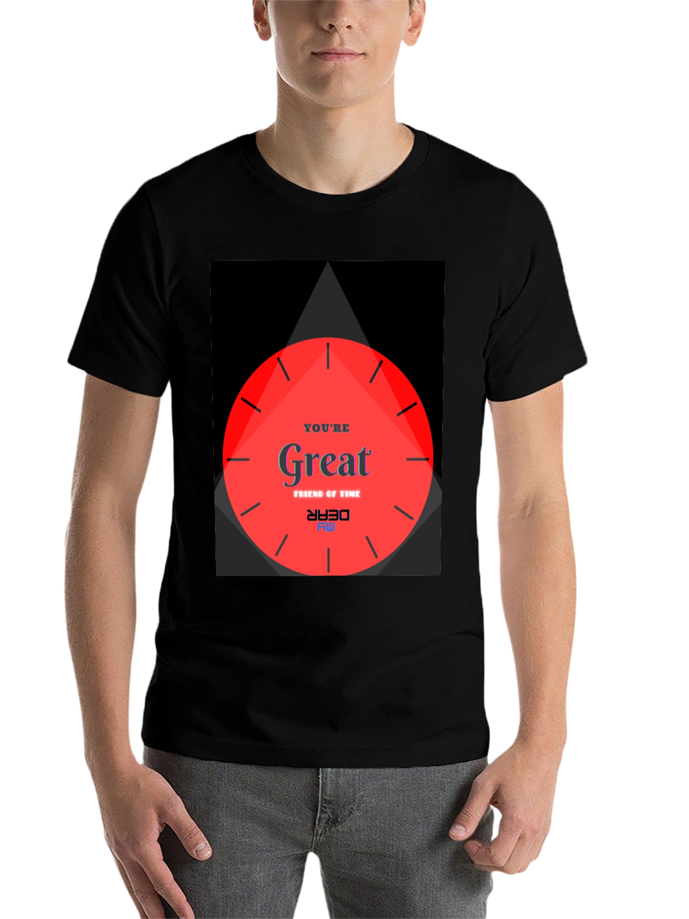 Black Unique Graphic Tee - Great Friend of Time Design view 7