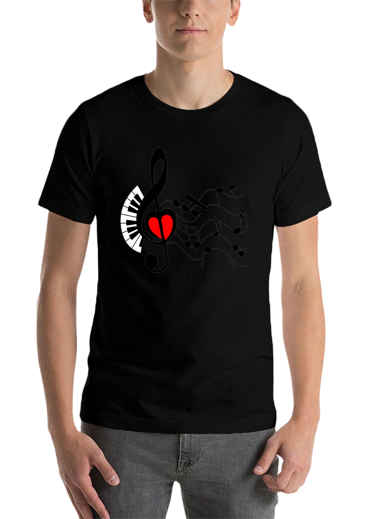 Black Musical Heart T-Shirt - Express Your Passion view 7