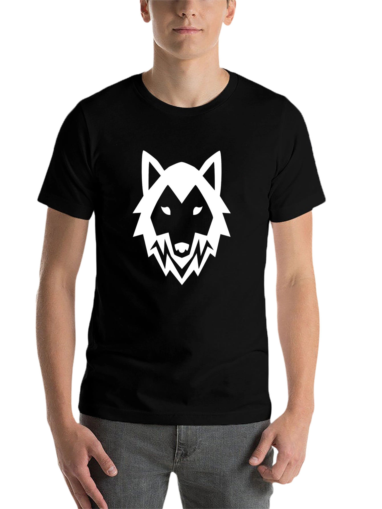 Black Wolf Graphic Black T-Shirt - Modern Style view 7