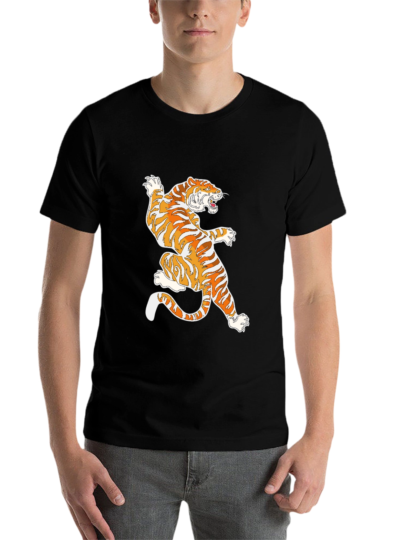Black Tiger Graphic Black T-Shirt view 7