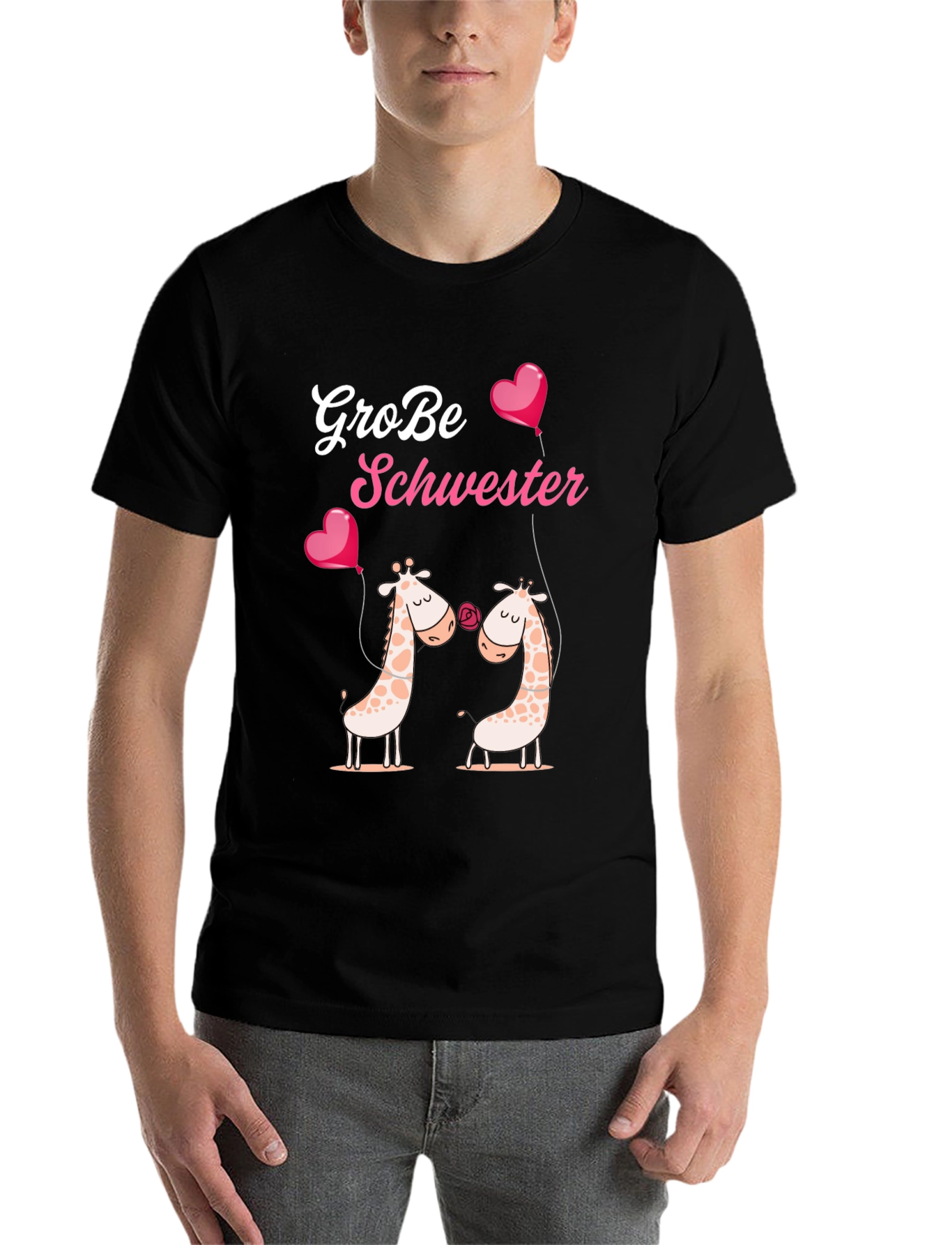 Black Große Schwester Giraffe T-Shirt view 7