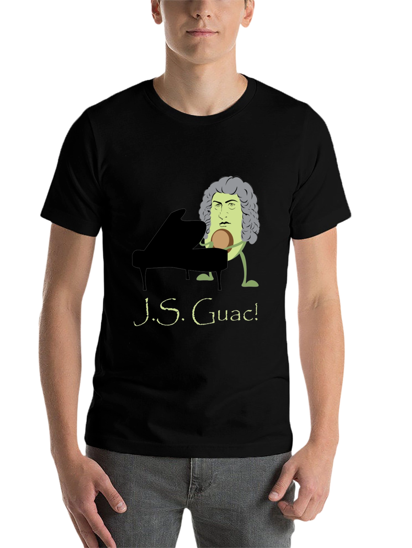 Black J.S. Guac! Funny Music T-Shirt - Black view 7