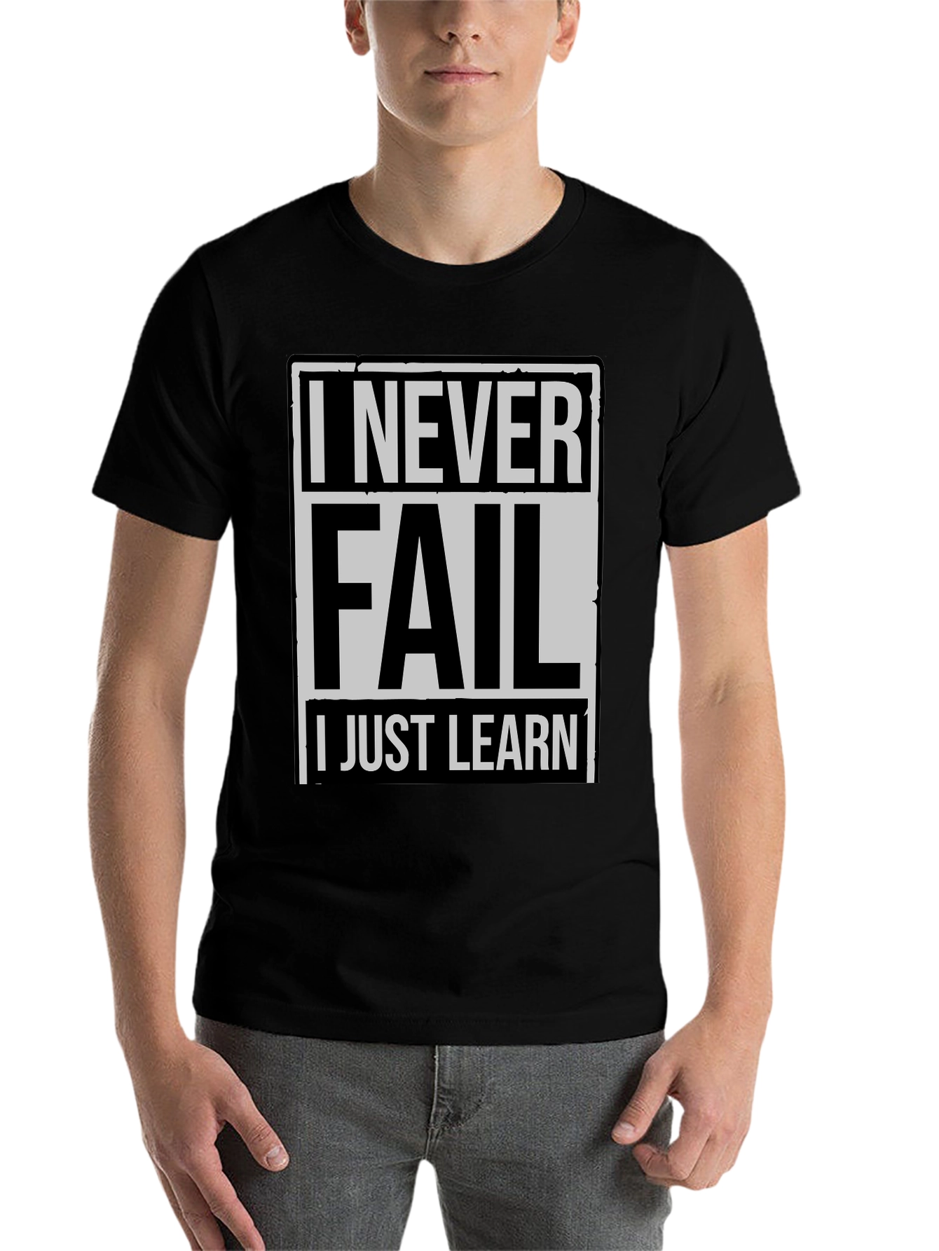 Black Never Fail, I Just Learn Men's T-Shirt view 7