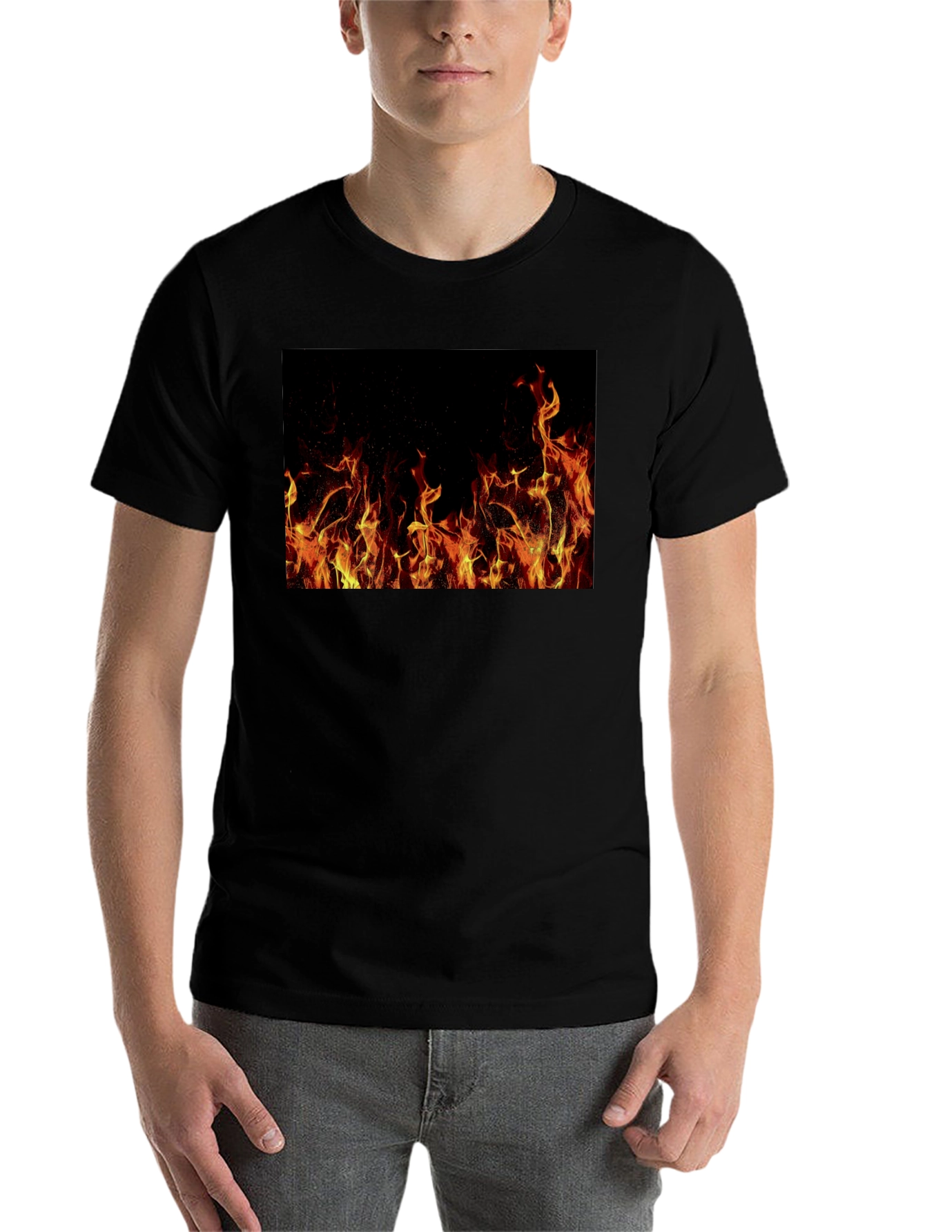 Black Inferno T-Shirt: Bold Fire Design view 7