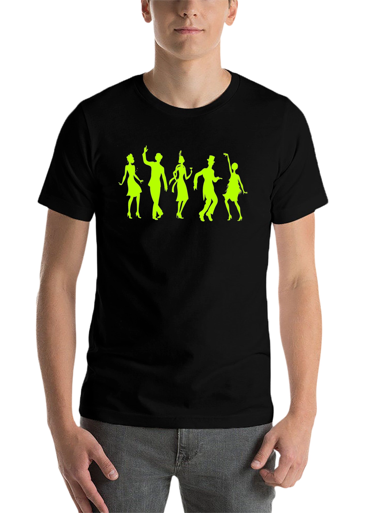 Black Retro Dance T-Shirt - Vintage Silhouette Design view 7