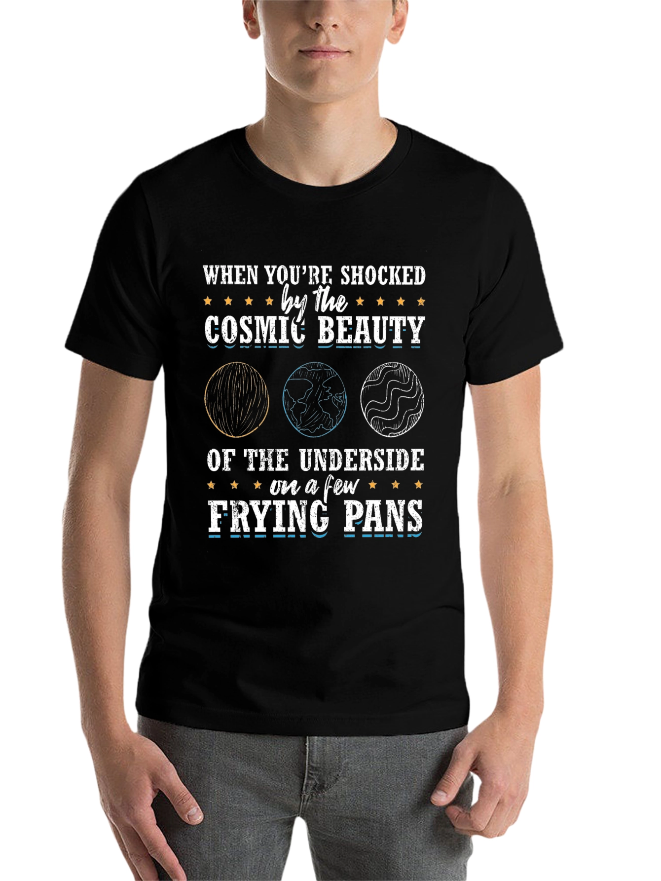 Black Cosmic Beauty Frying Pan Graphic Tee view 7