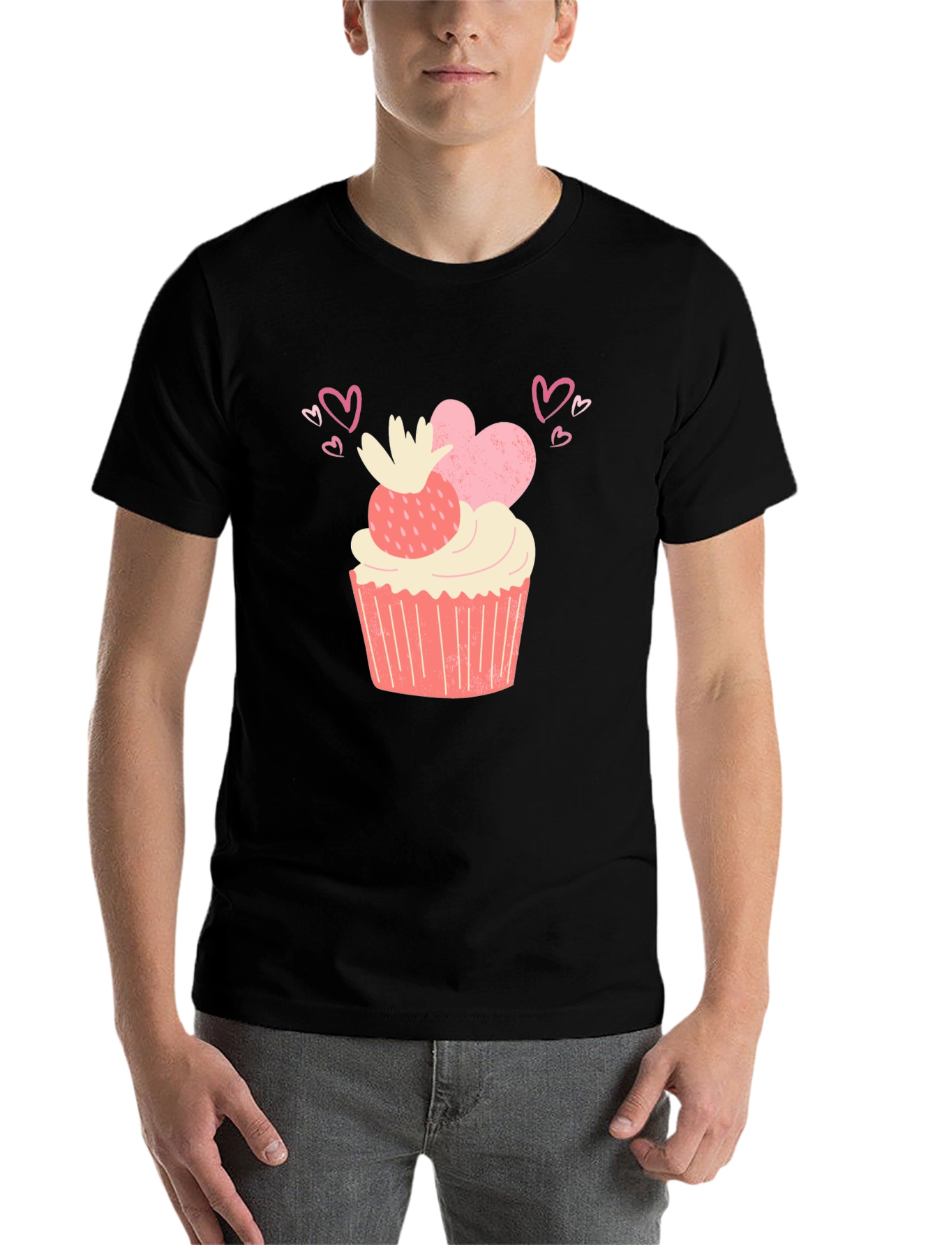 Black Sweet Treat Tee - Cupcake & Hearts Graphic T-Shirt view 7