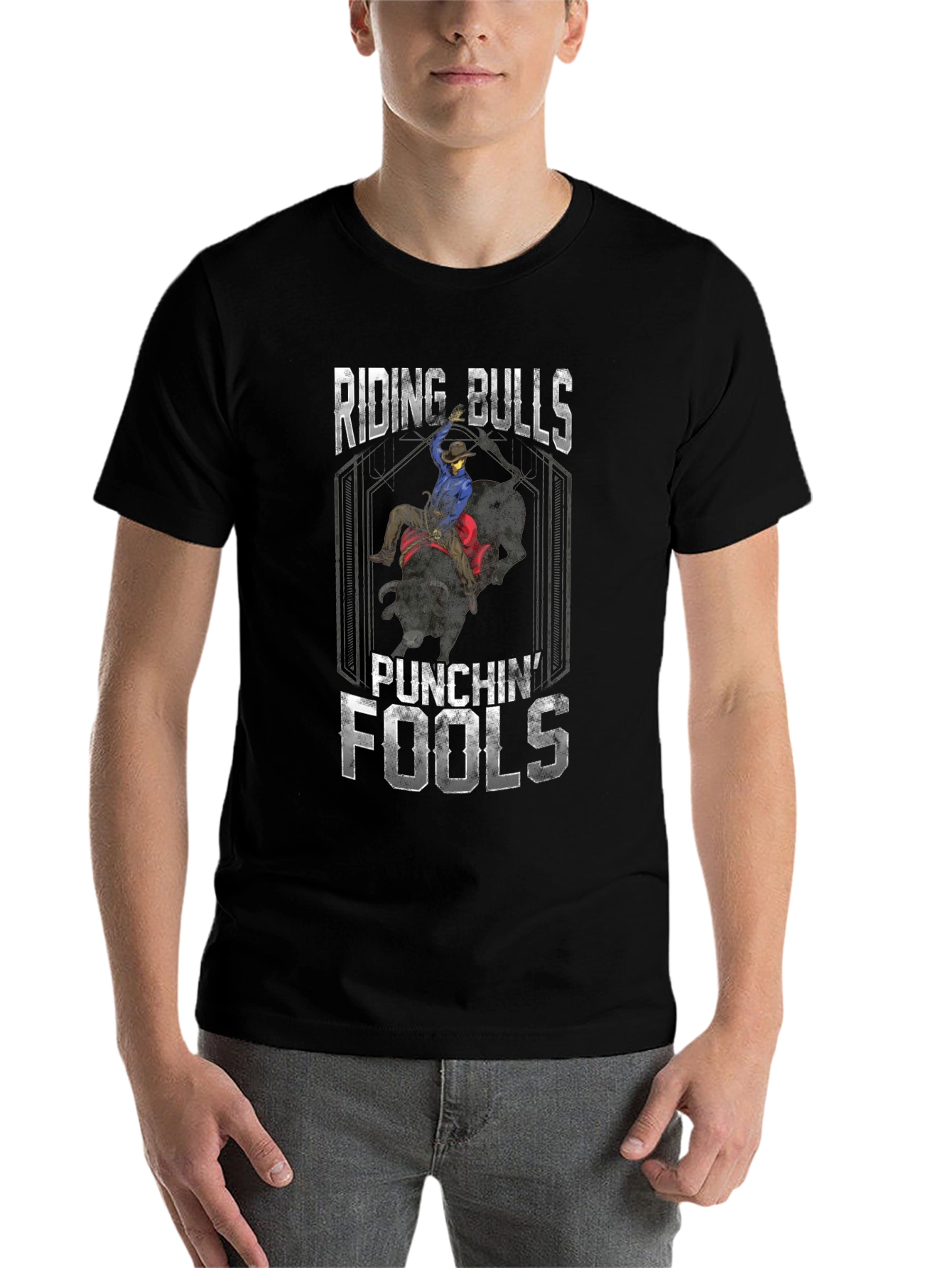 Black Riding Bulls Punchin' Fools Graphic Tee view 7