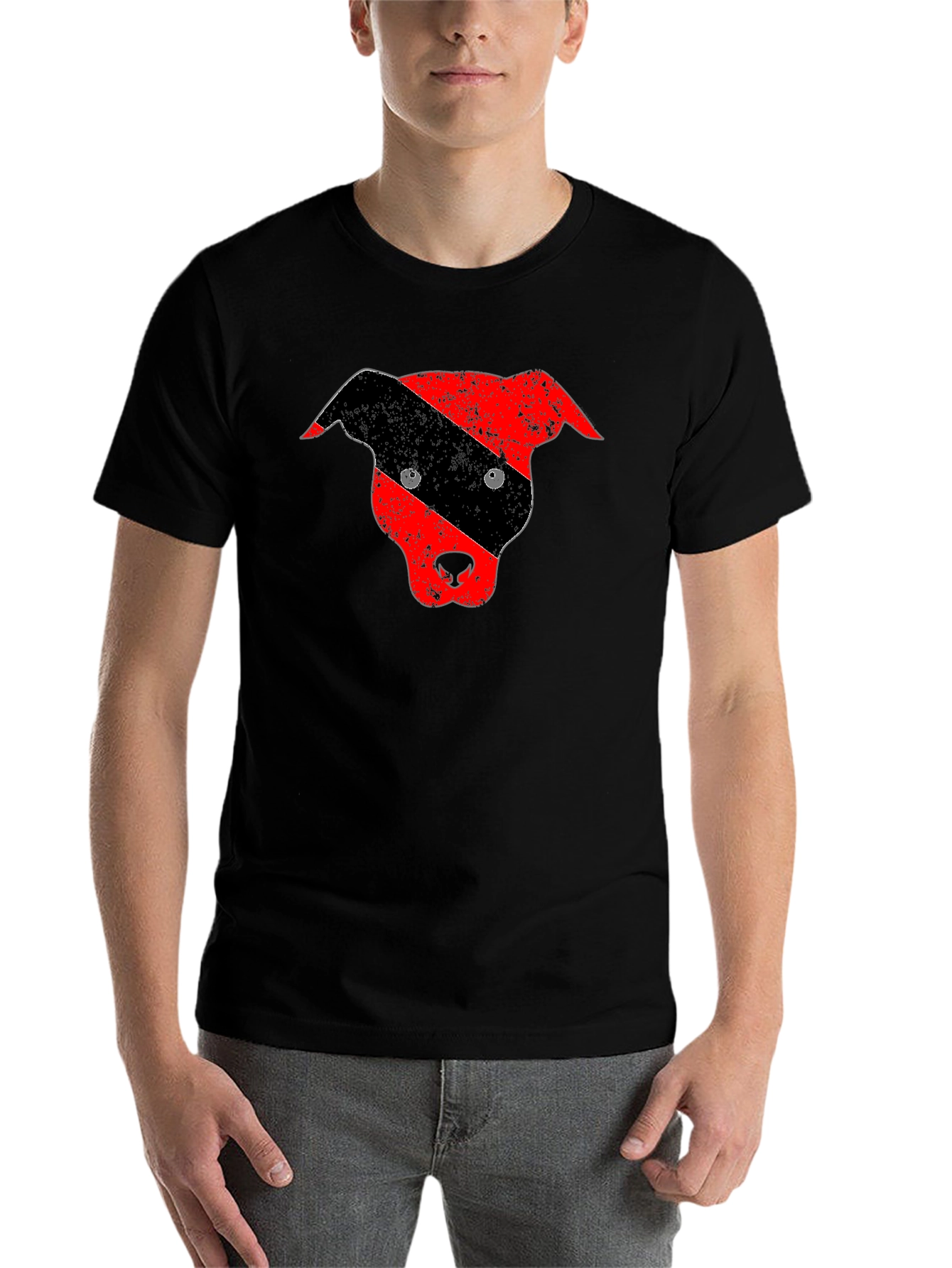 Black Distressed Pitbull Dog Head Graphic Tee view 7