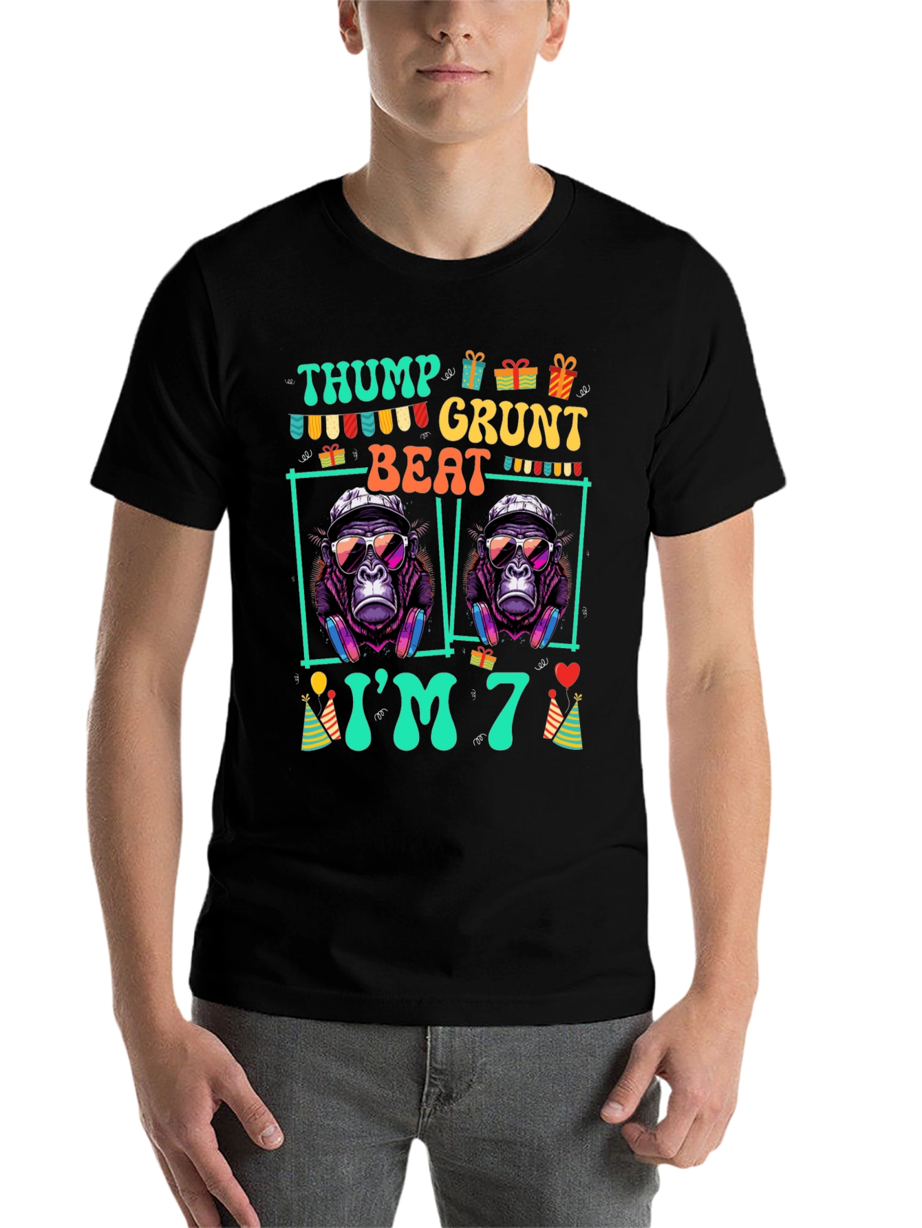 Black Thump Grunt Beat I'm 7 T-Shirt view 7