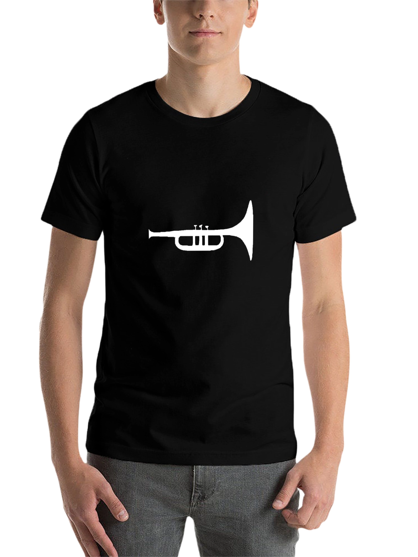 Black Trumpet Graphic Tee - Black Cotton T-Shirt view 7