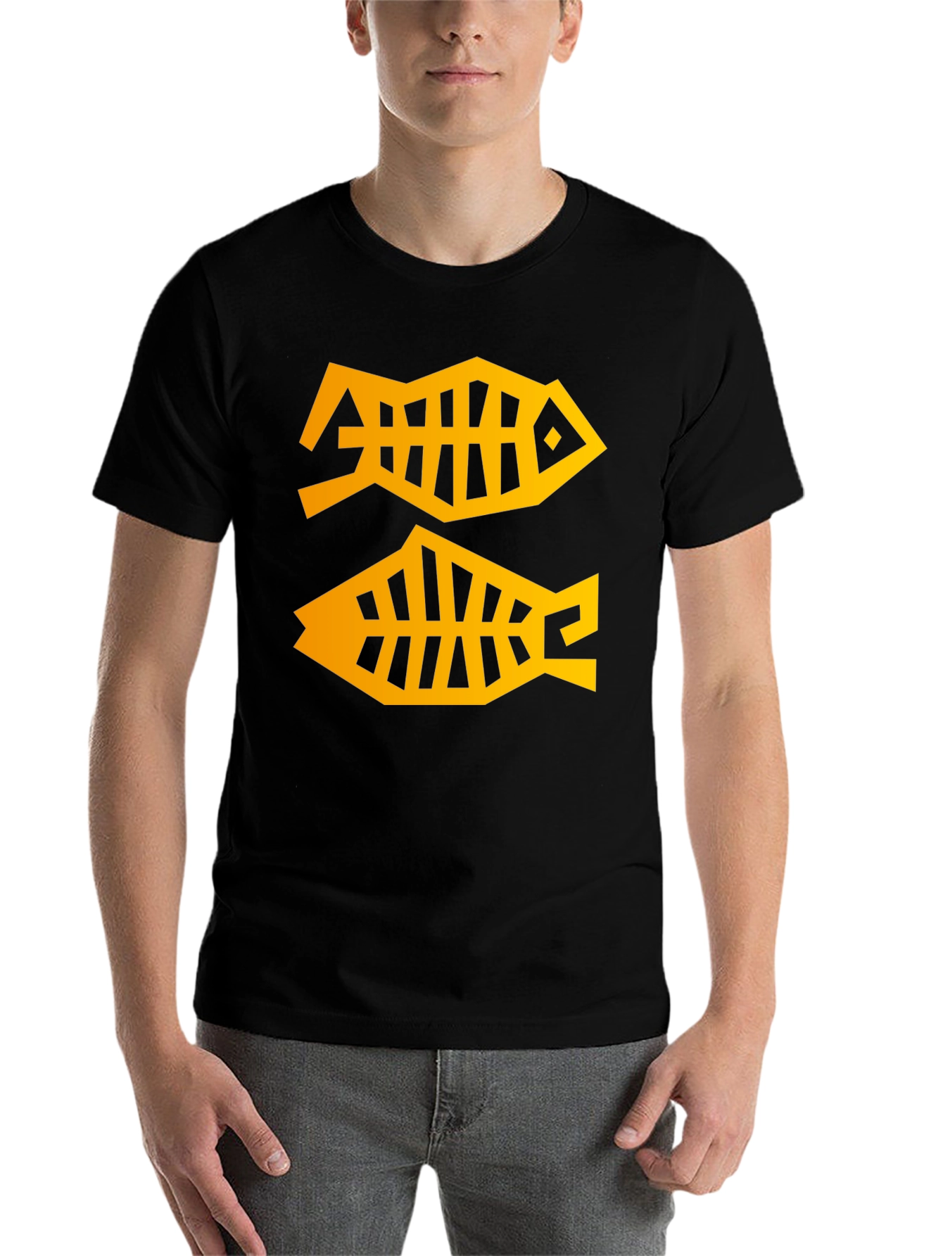 Abstract Fish T-Shirt - Black Graphic Tee - 7