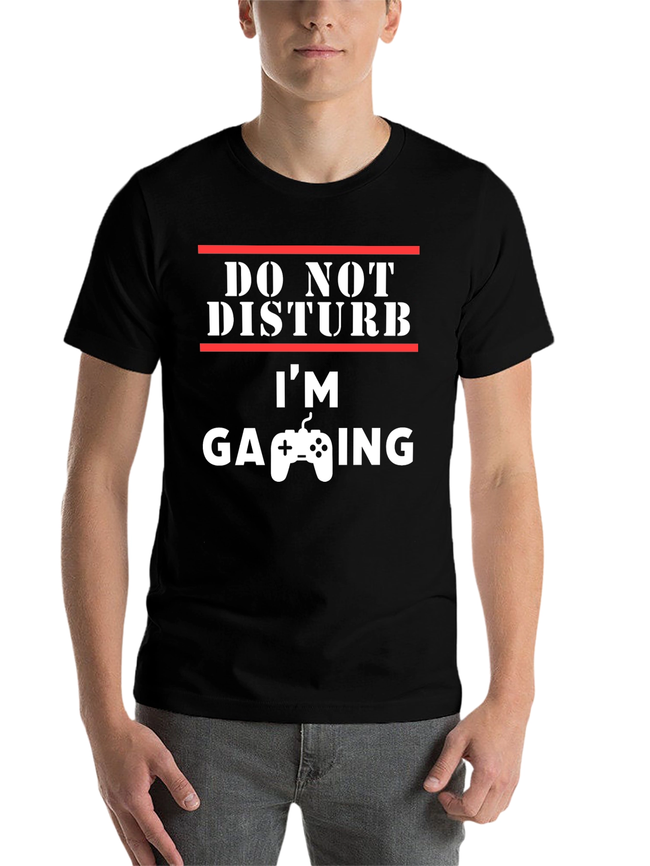 Black Do Not Disturb I'm Gaming T-Shirt view 7