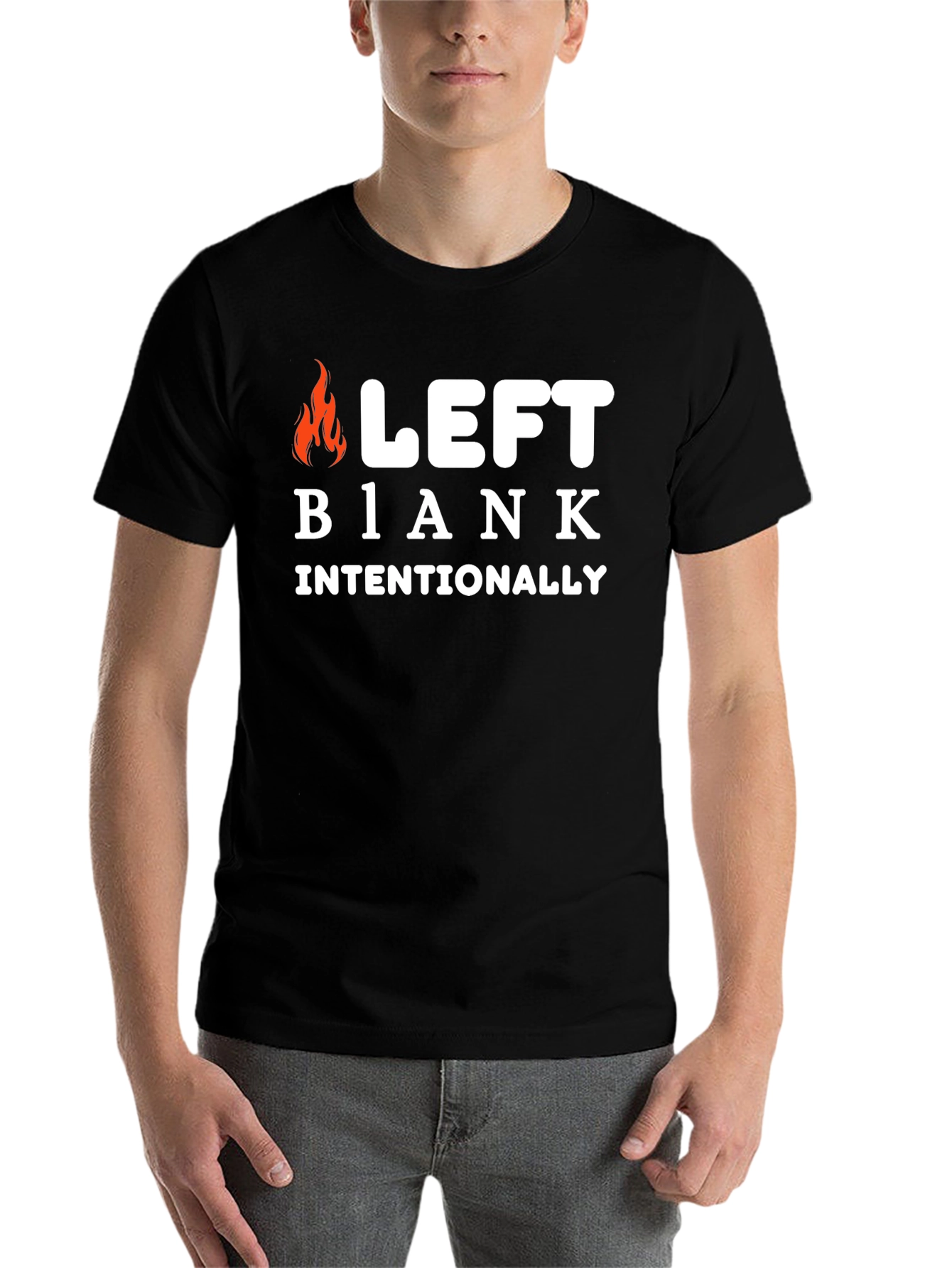 Black Funny Left Blank Intentionally Graphic T-Shirt view 7