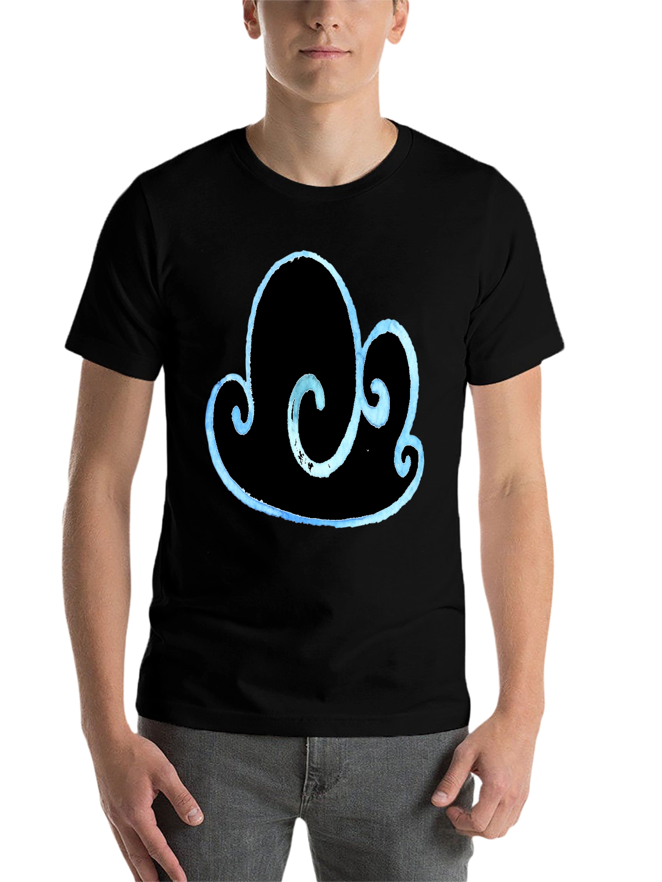 Black Abstract Cloud Design T-Shirt view 7