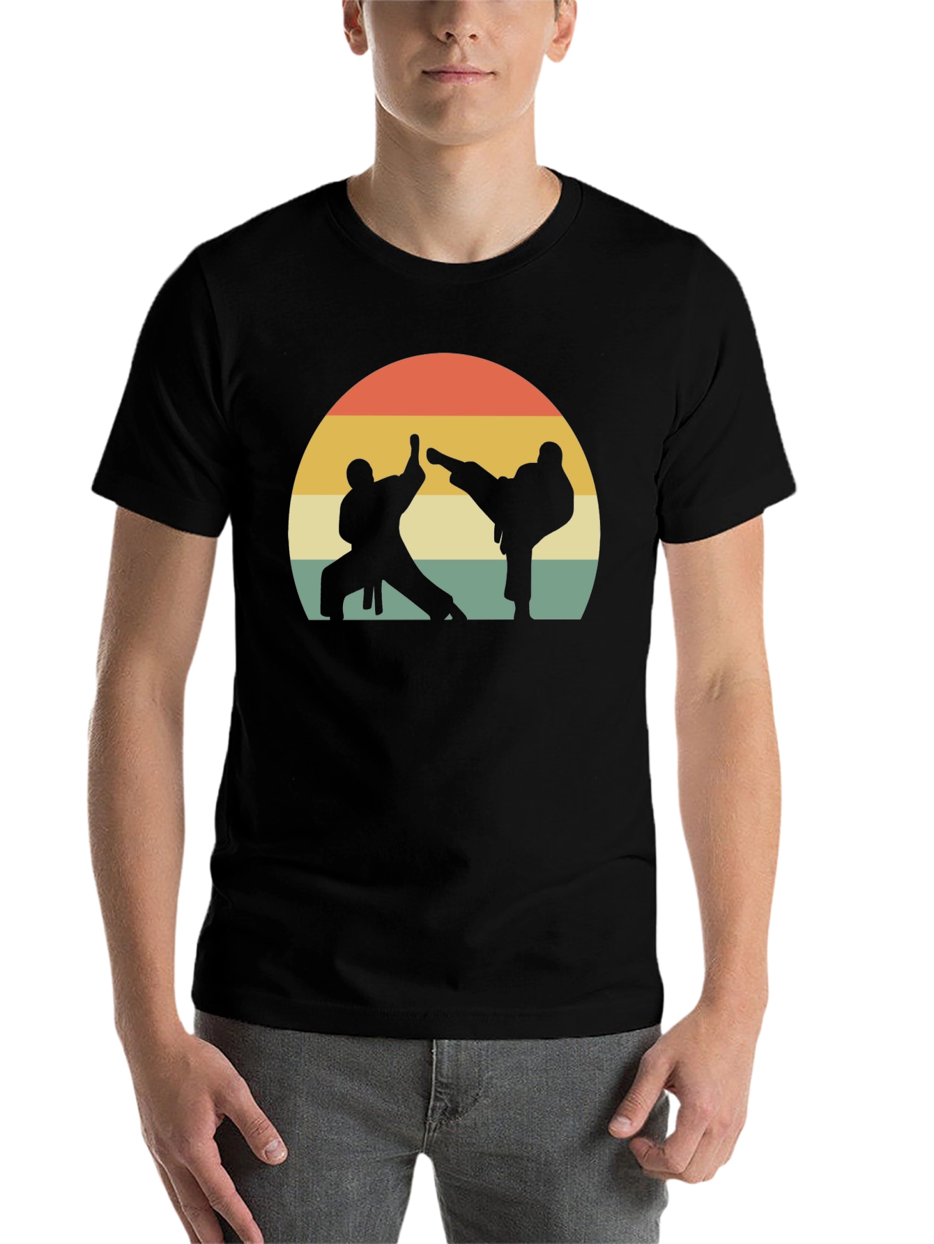 Black Karate Silhouette Graphic Tee view 7