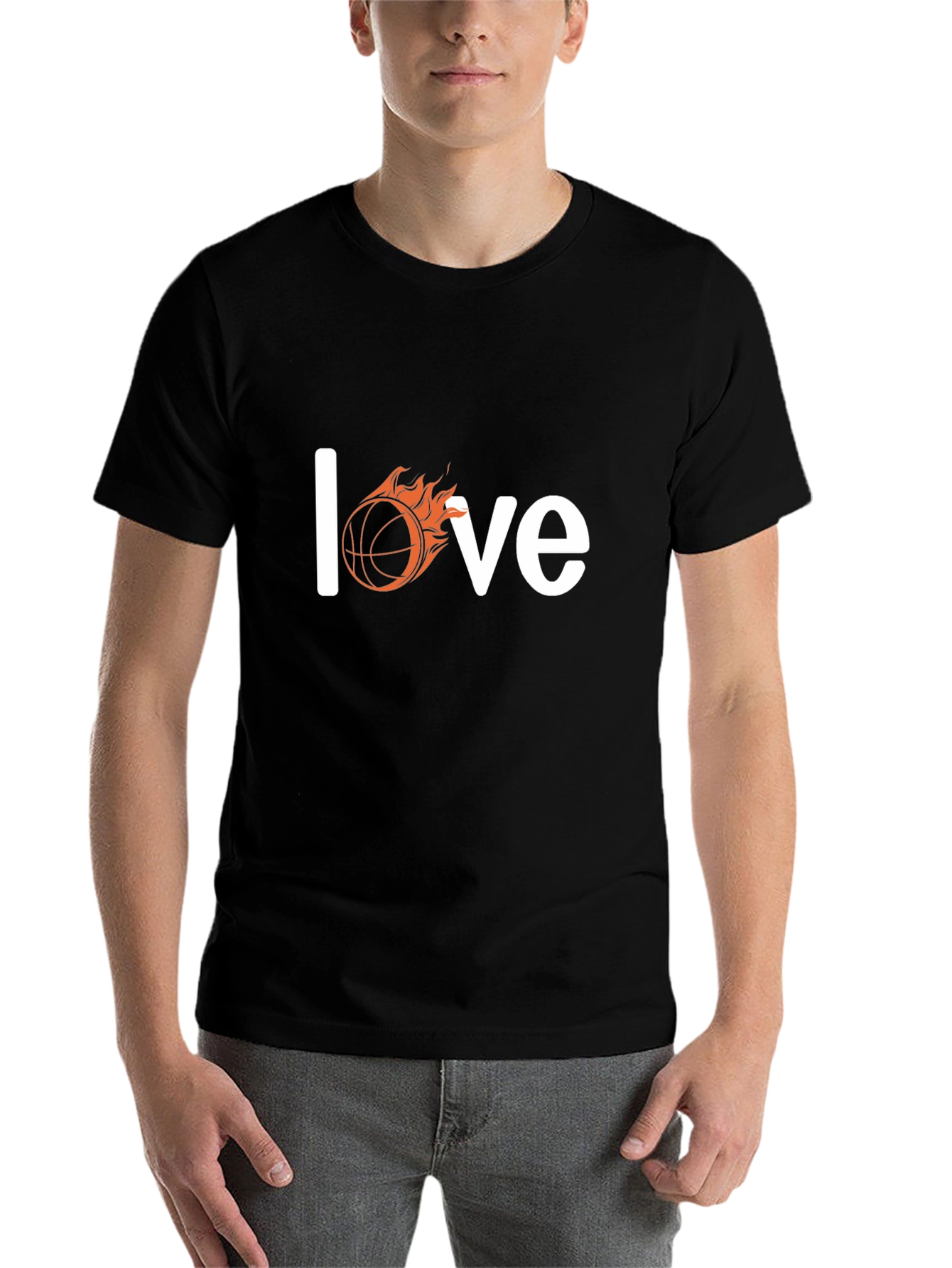 Black Fiery Basketball Love T-Shirt - Black view 7