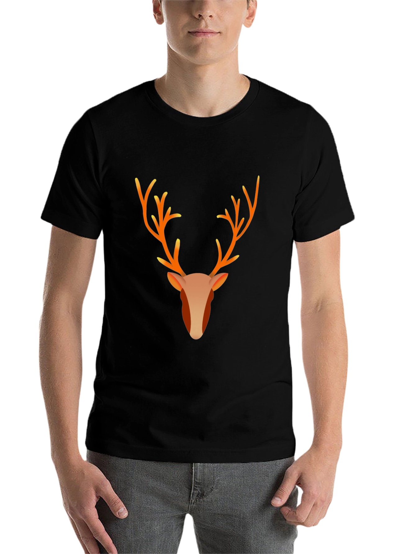 Black Reindeer Graphic Tee - Black Cotton Blend T-Shirt view 7