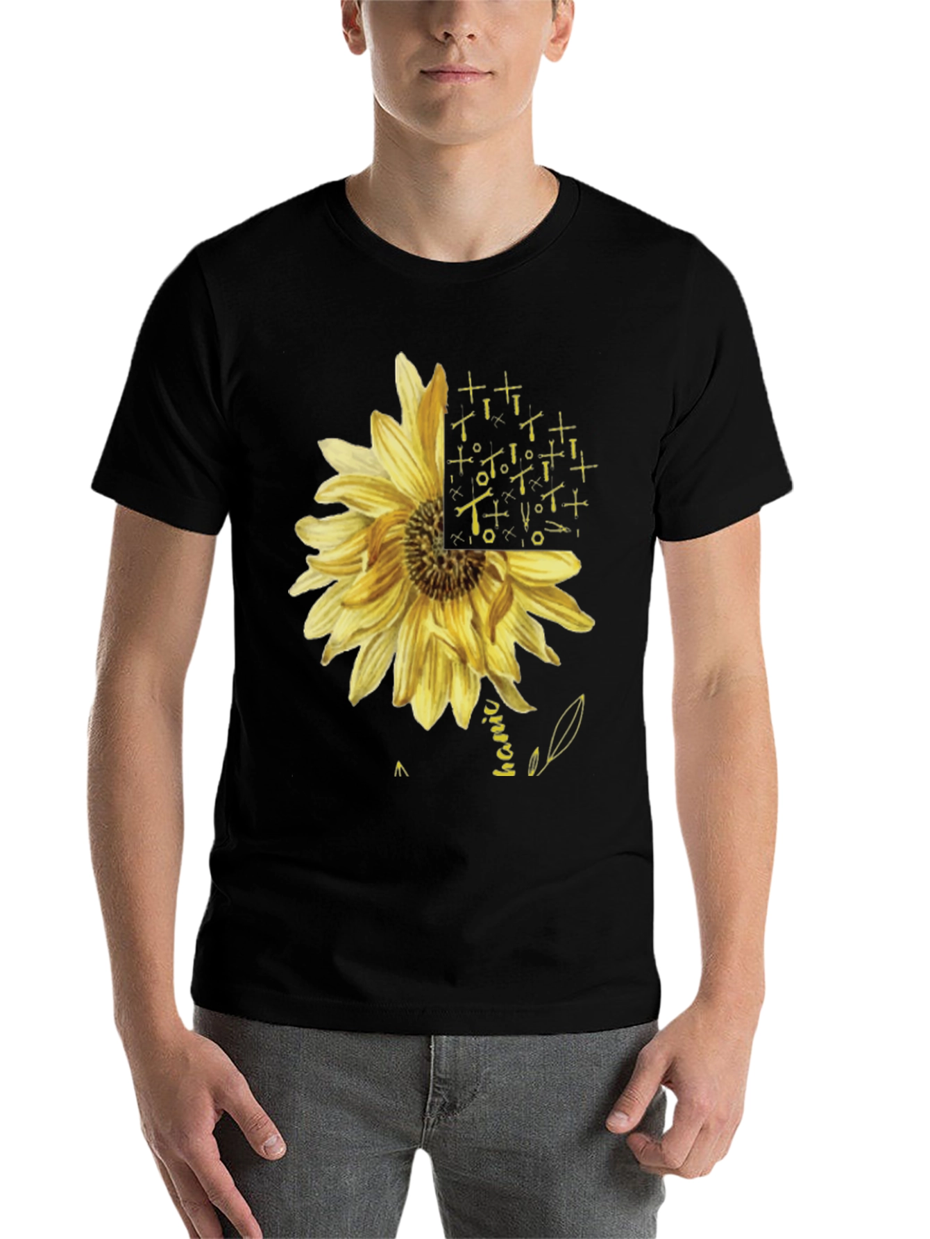 Black Mechanic Sunflower Graphic T-Shirt - Black view 7