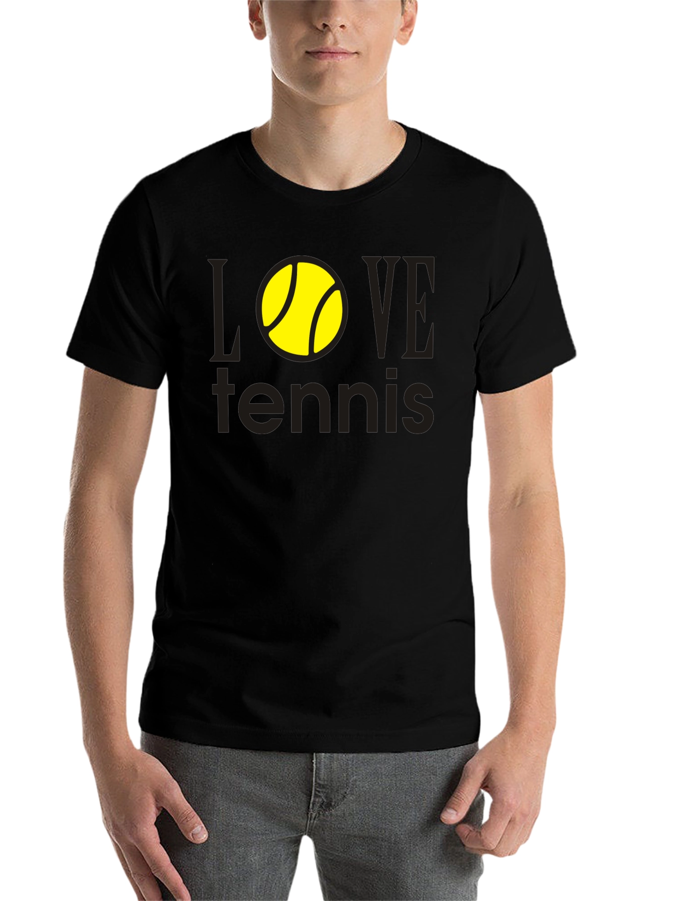 Black Love Tennis Graphic Tee - Black Cotton Shirt view 7