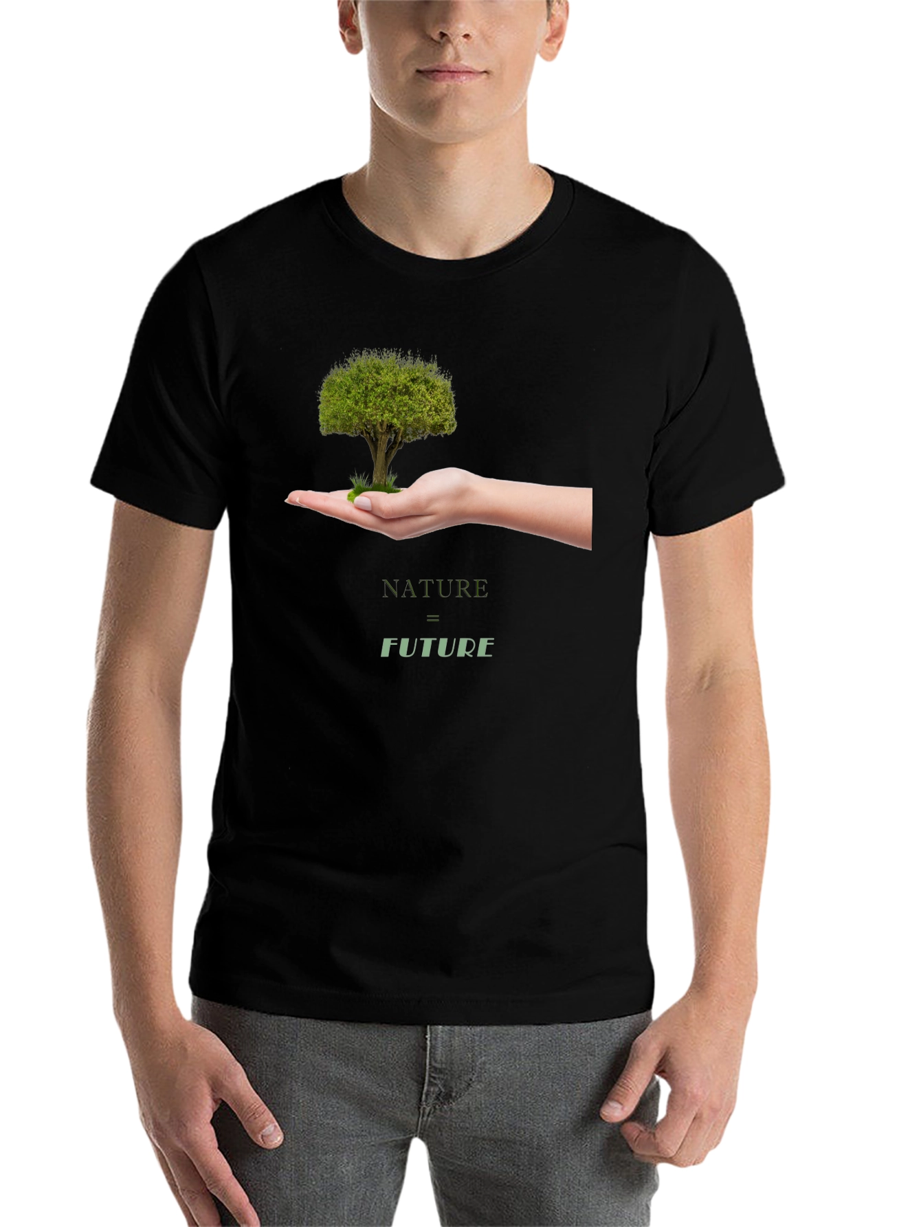 Black Nature = Future Graphic Tee - Black Cotton view 7