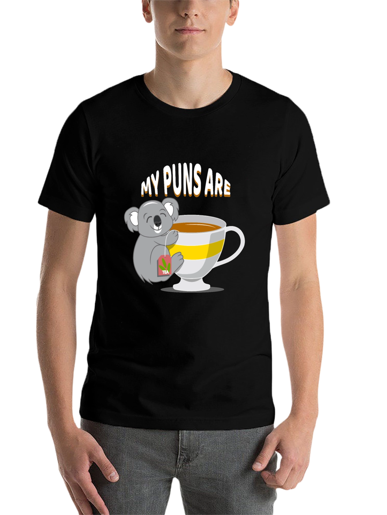 Black Koala Tea Puns T-Shirt view 7