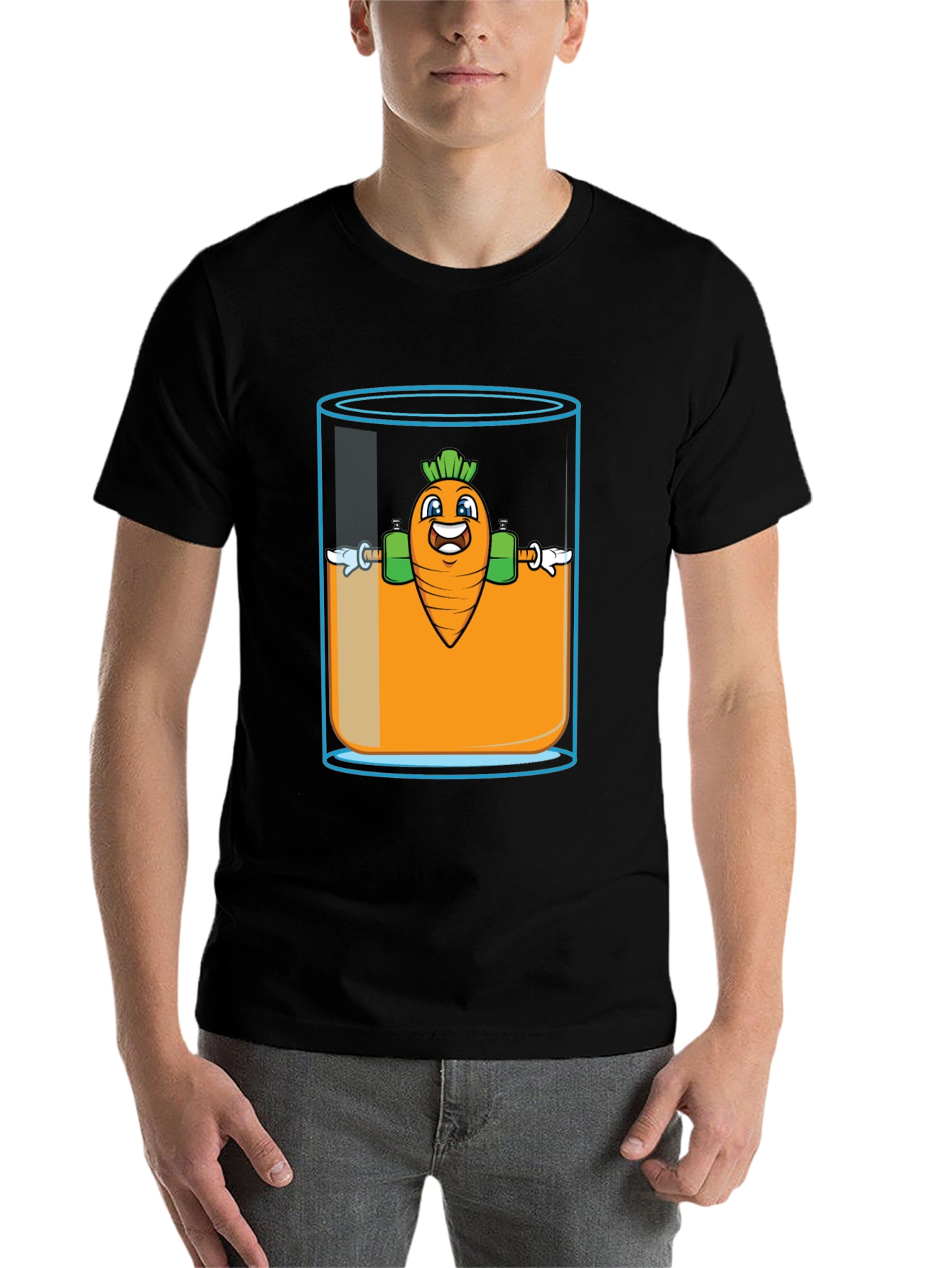 Black Funny Carrot Juice Gym T-Shirt - Black view 7