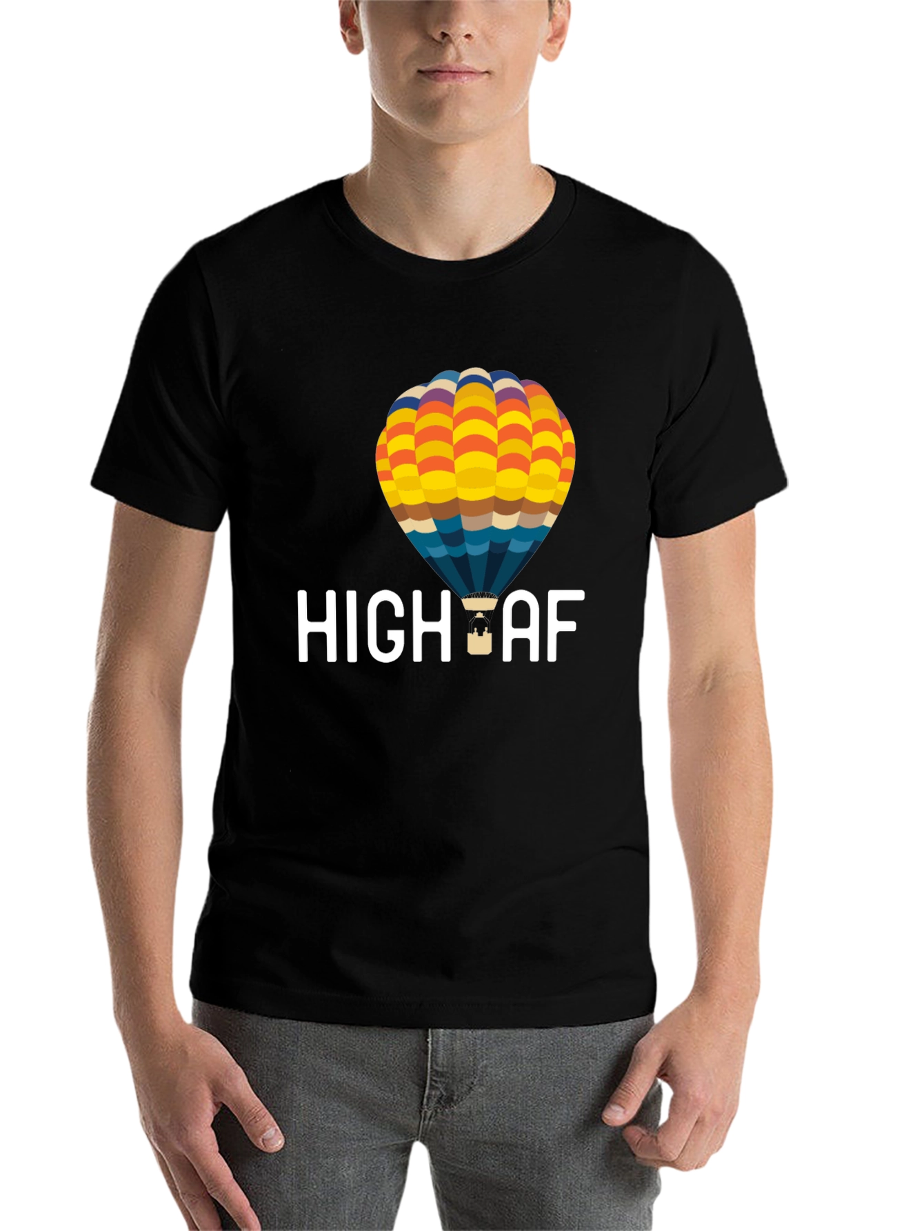 Black High AF Hot Air Balloon T-Shirt - Black view 7