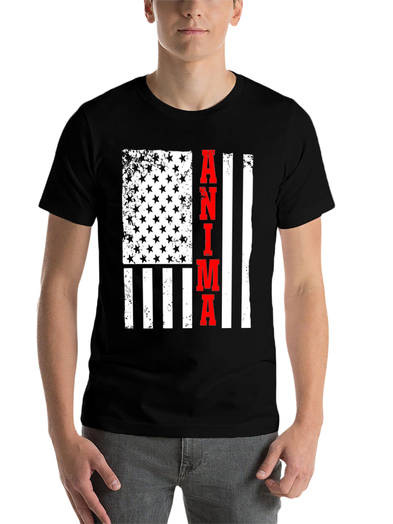 Black Anima USA Flag Graphic Tee - Black view 7