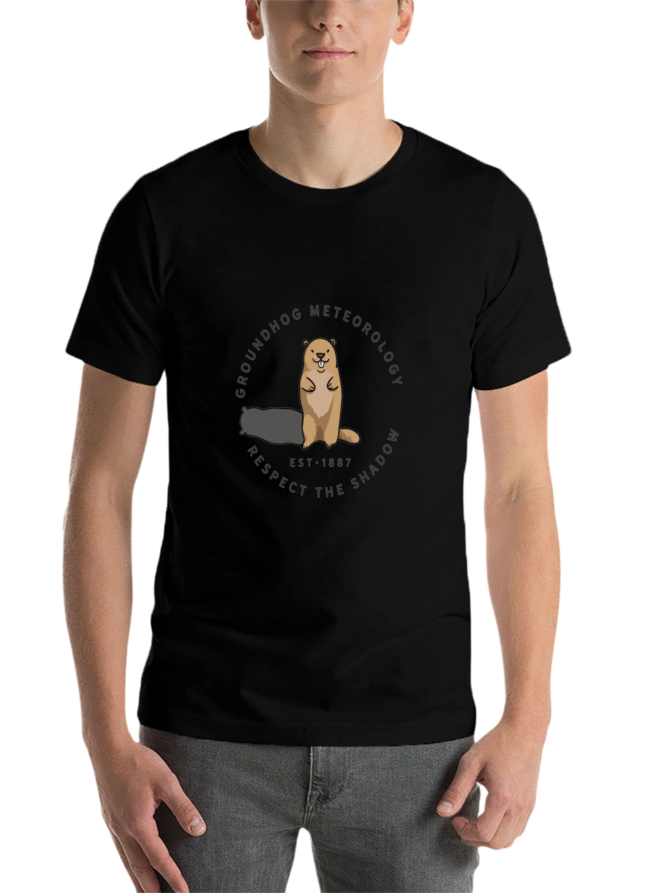 Black Groundhog Meteorology T-Shirt view 7