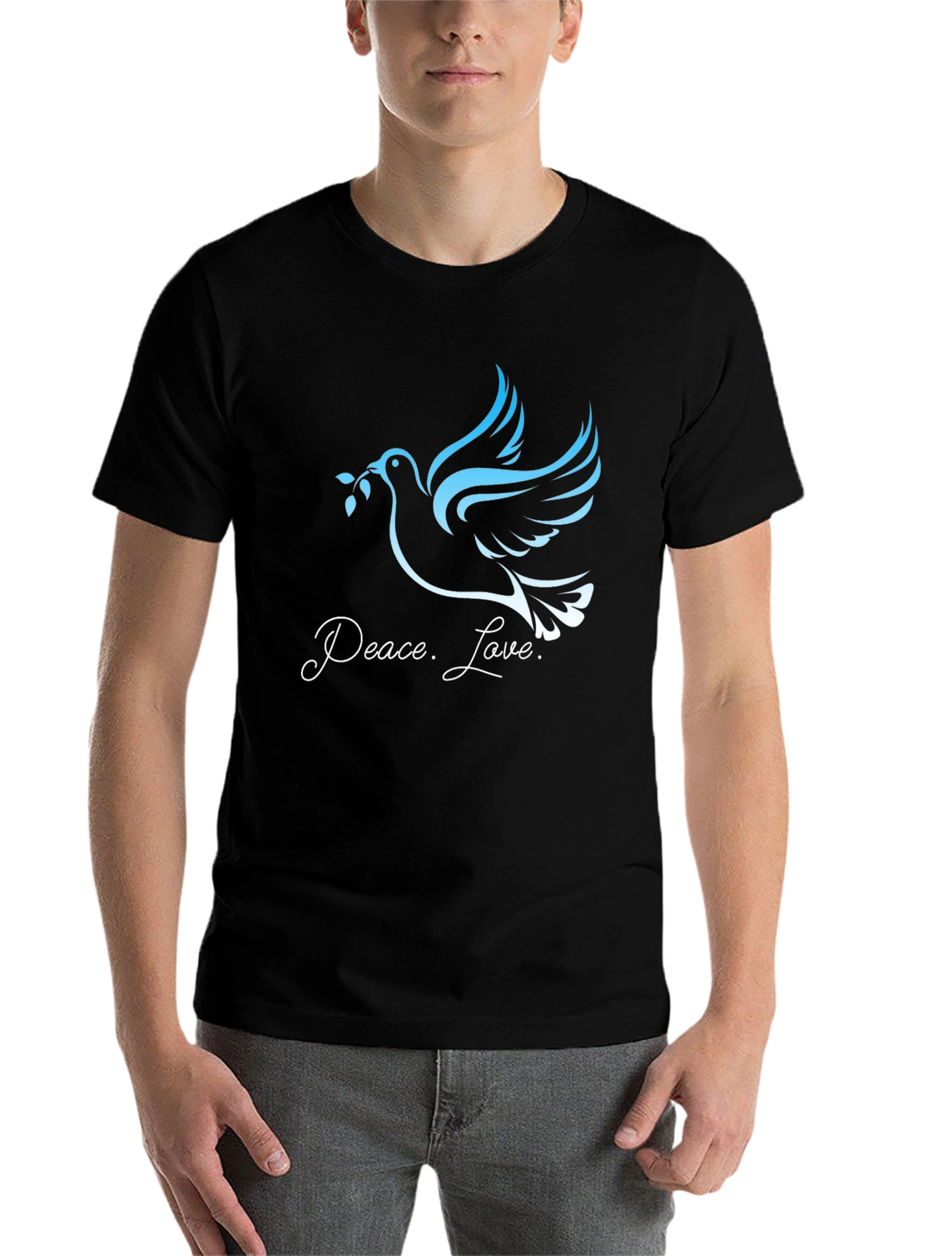 Black Peace and Love Dove Graphic Tee - Black view 7
