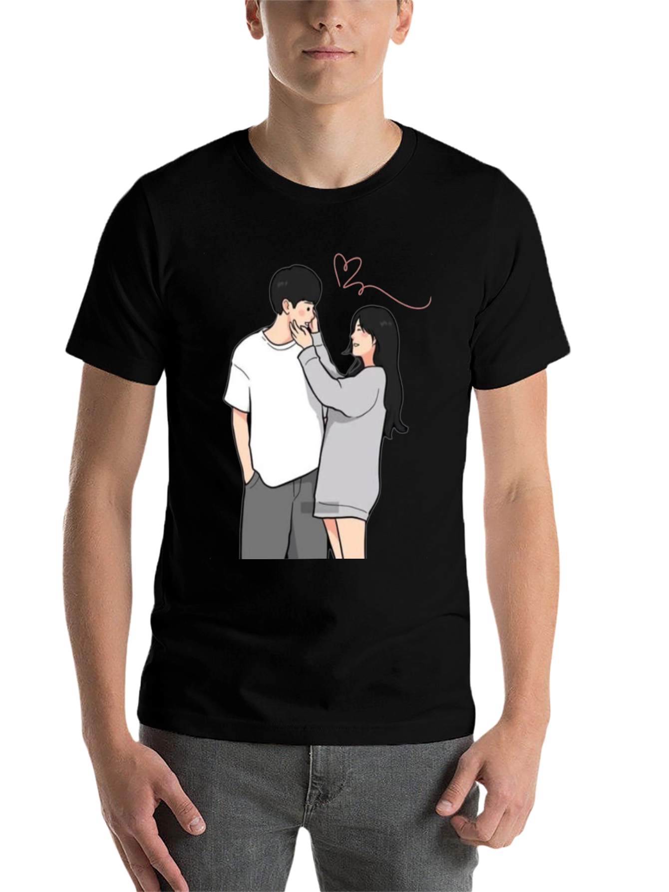 Black Couple Graphic Print Tee - Black view 7