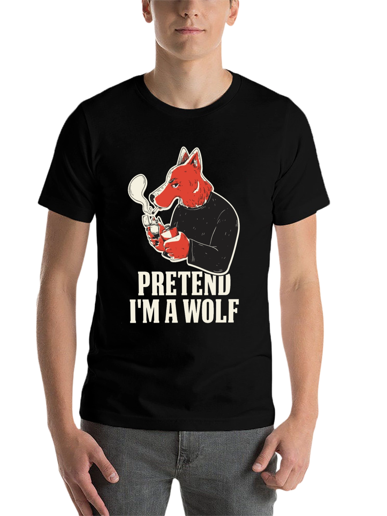 Black Pretend I'm A Wolf Graphic Tee view 7