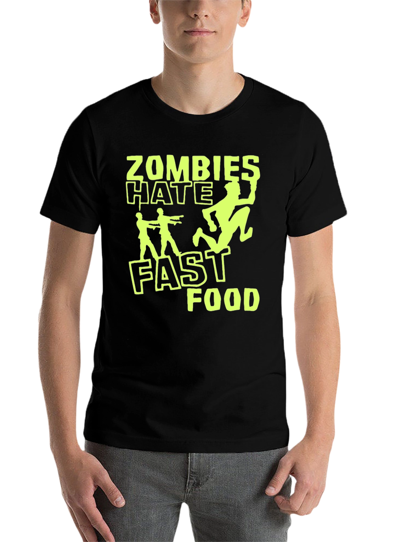 Black Zombies Hate Fast Food Graphic T-Shirt - Black view 7
