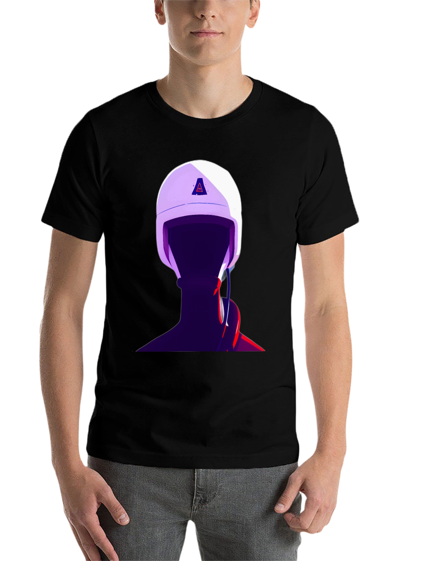 Black Abstract Helmet Graphic Tee - Stylish Menswear view 7