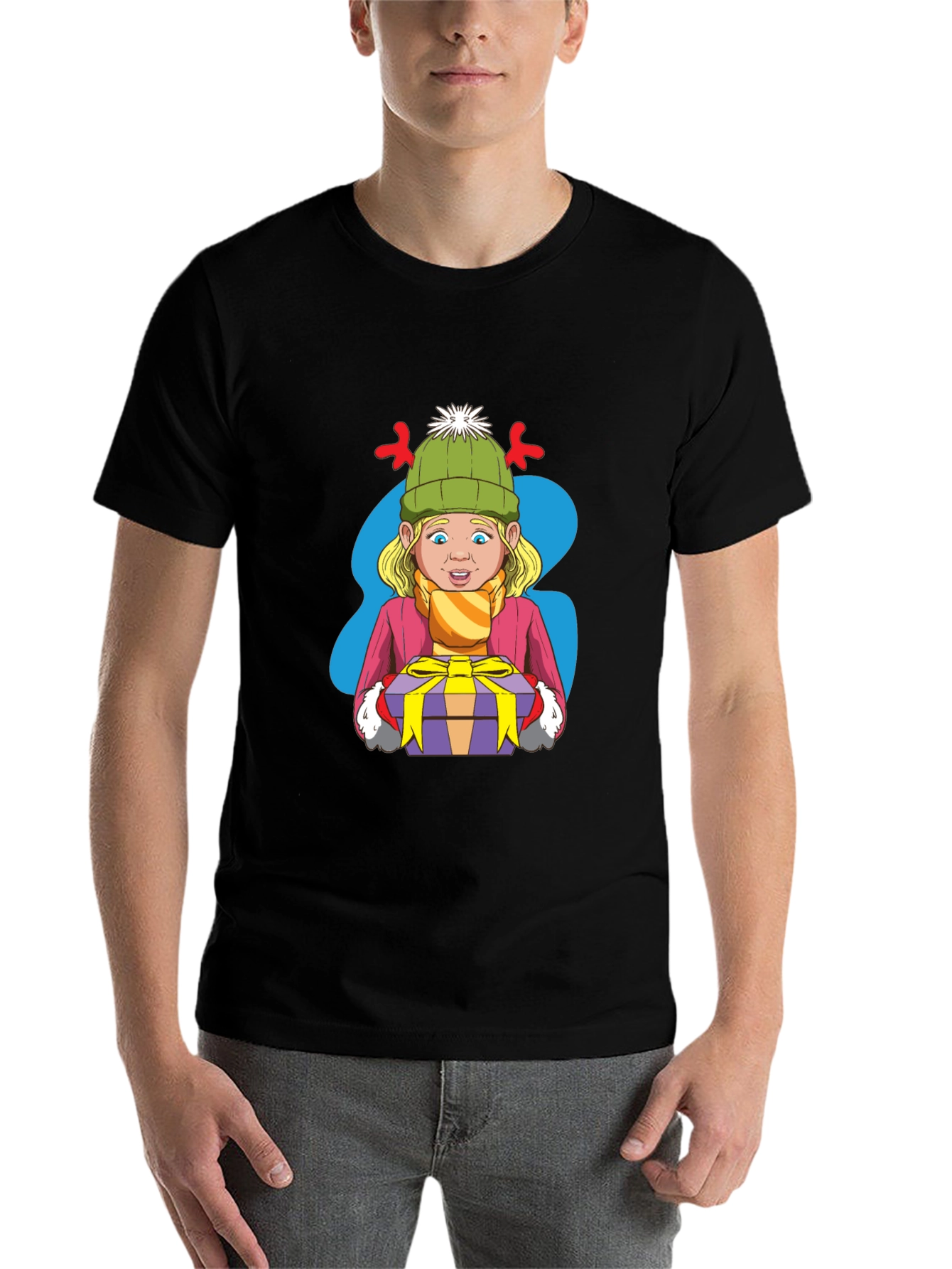 Black Festive Cartoon Graphic Tee view 7