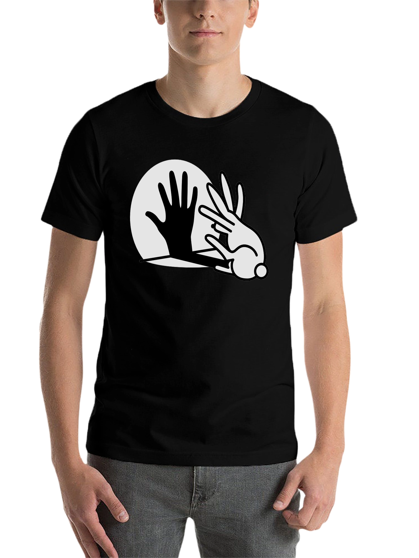 Black Rabbit Shadow Play Graphic T-Shirt - Black view 7