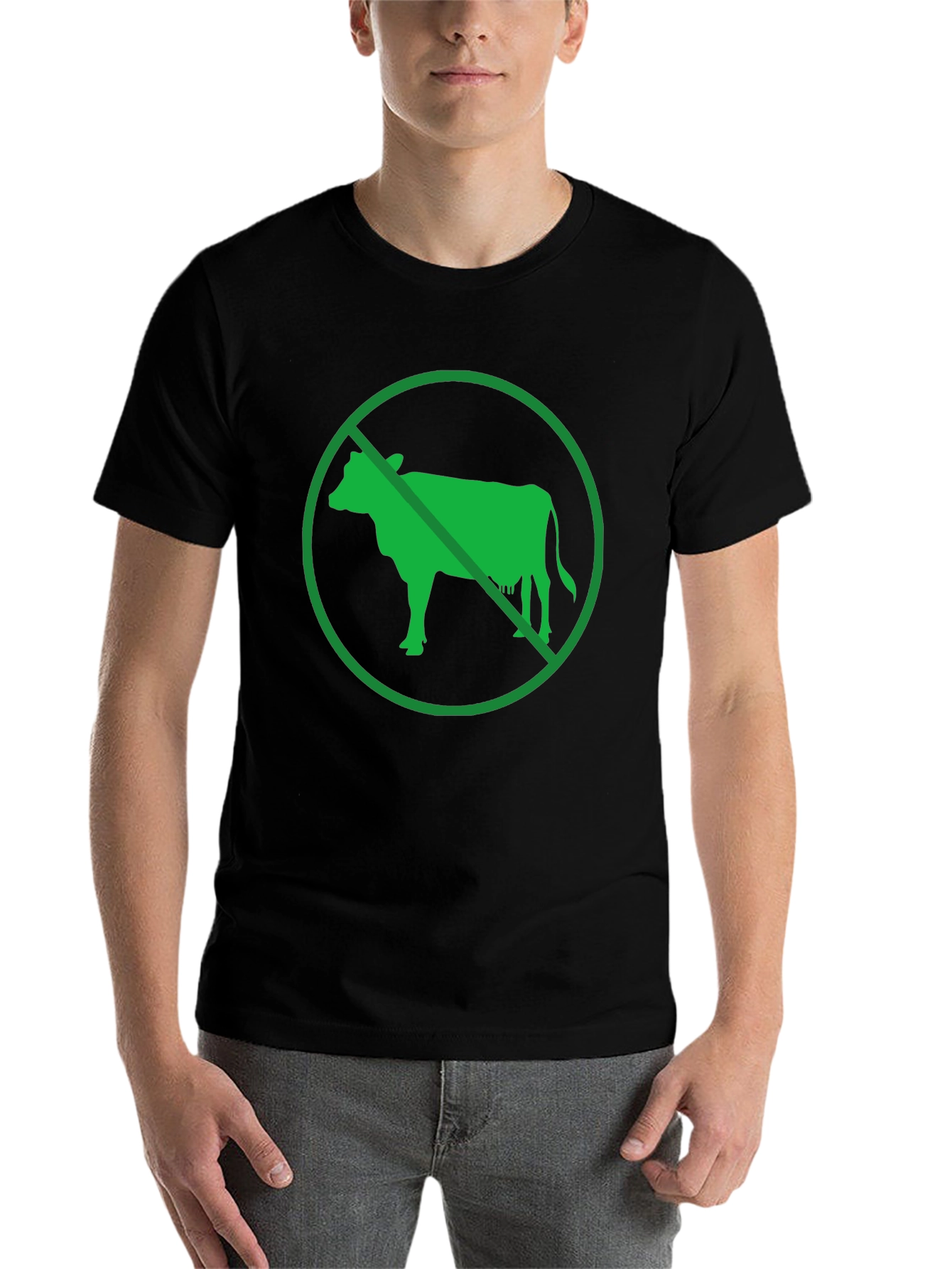 Vegan T-Shirt - No Cow Symbol Graphic Tee - 7