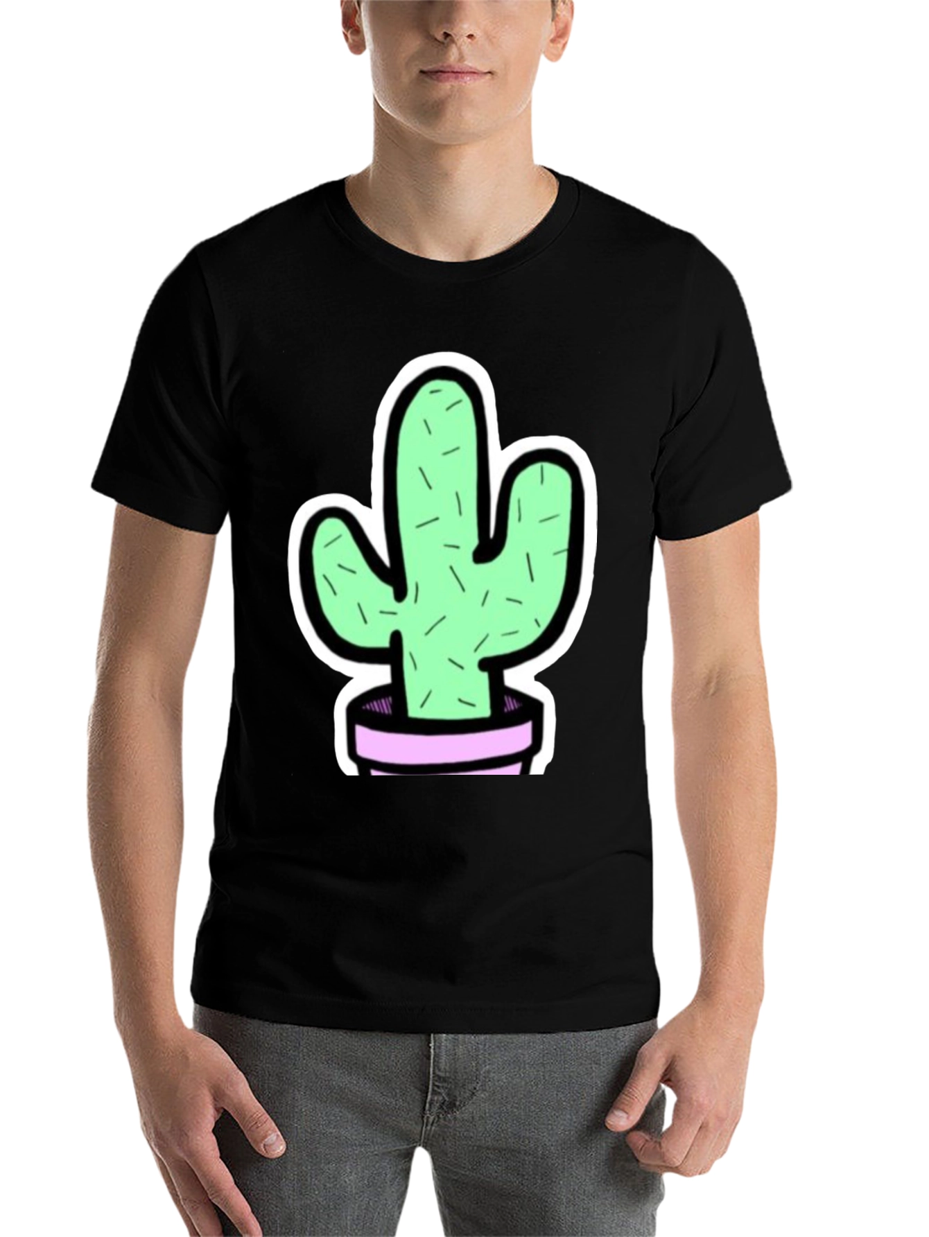 Black Cactus Graphic Tee - Trendy Black T-Shirt view 7